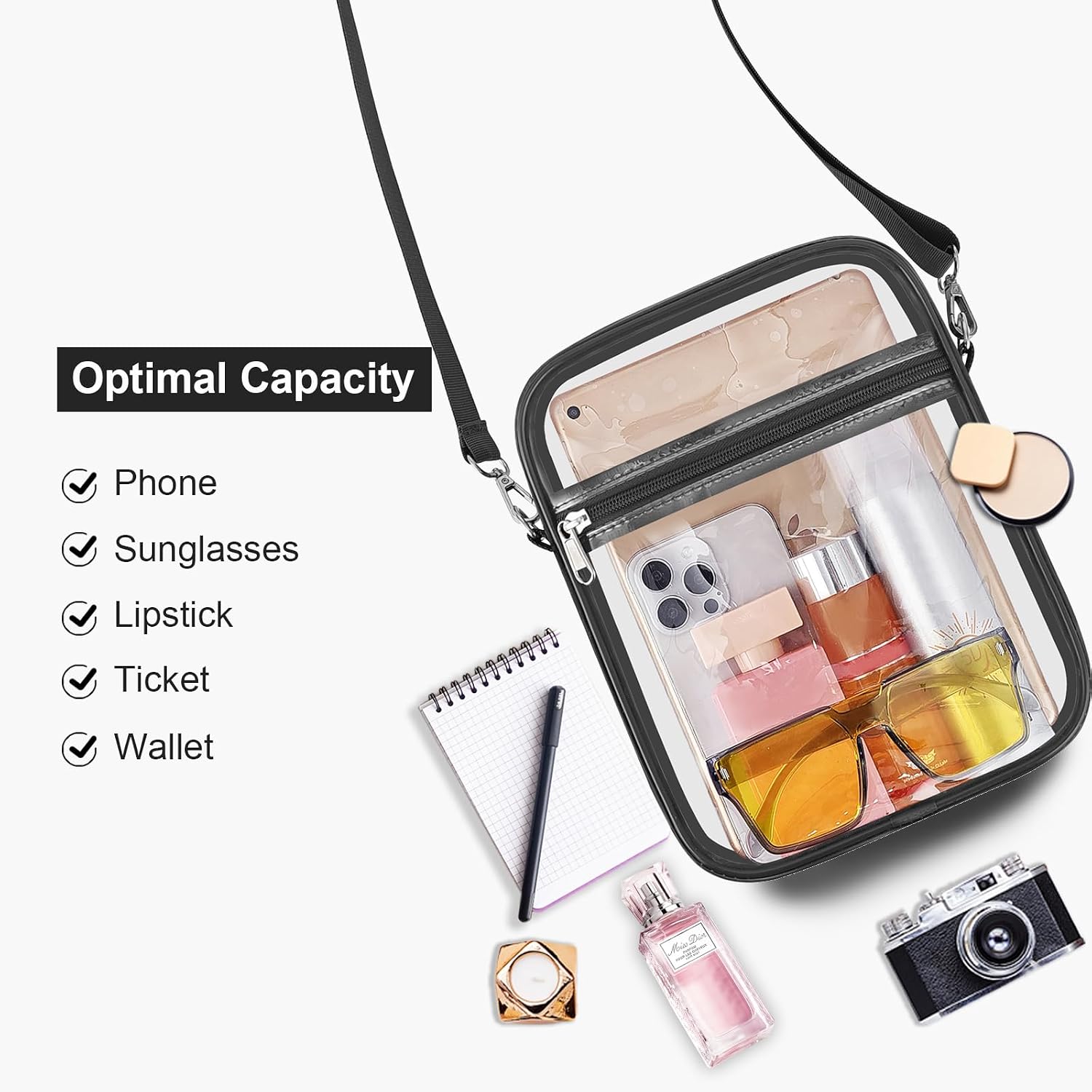 USPECLARE Clear Purse for Stadium Events Transparent Messenger Bag