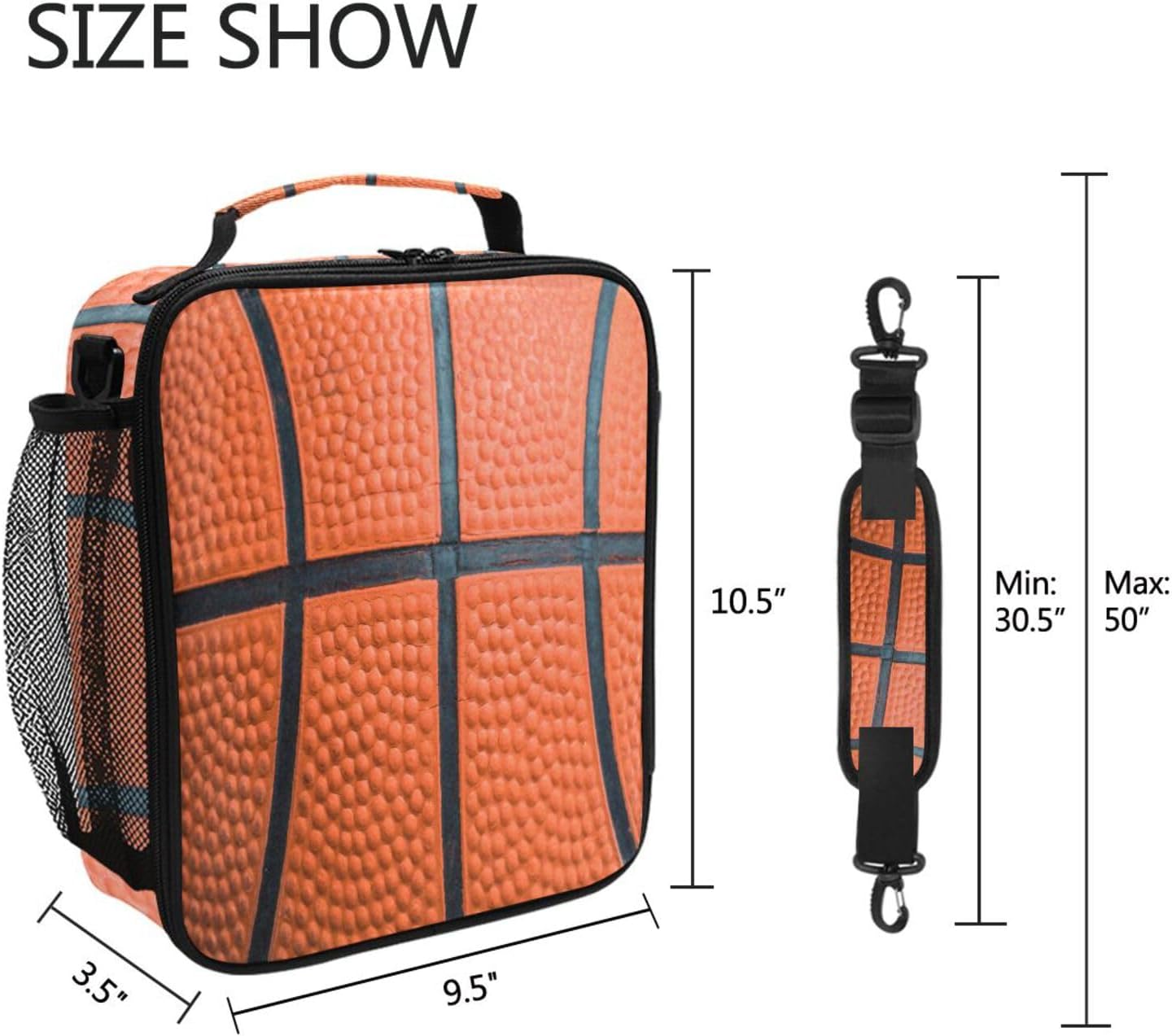 Basketball Texture Lunch Box Insulated Lunch Bag Cooler Tote Bag