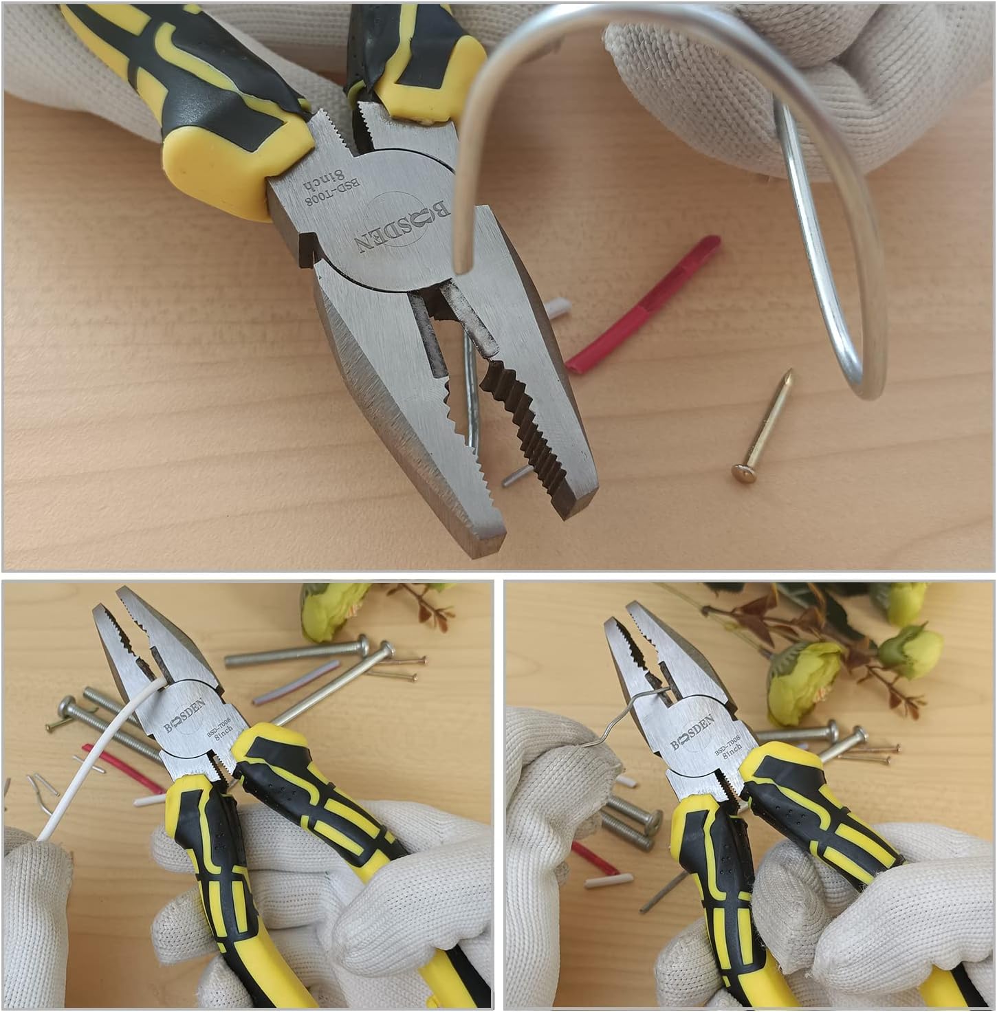 BOOSDEN 8 inch Linesman Pliers with Wire Cutter