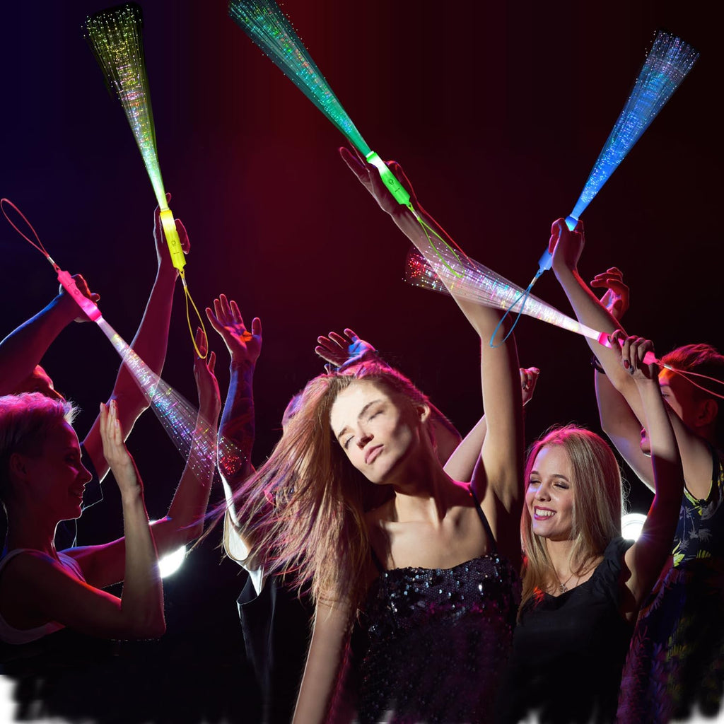 48 PCS Glow Fiber Wands Sticks LED Light Wands 3 Modes Flashing Fiber Optic Light Rod Bulk Fiber Optic Wands for Mardi Gras Halloween Christmas Bar Birthday Wedding Party Supplies