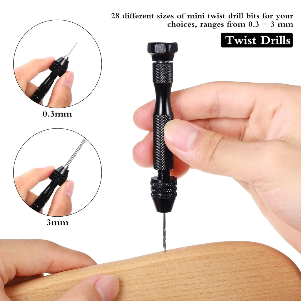 Mudder 57 Pcs Micro Drill Bits & Pin Vise Set 0.1-3mm, Black