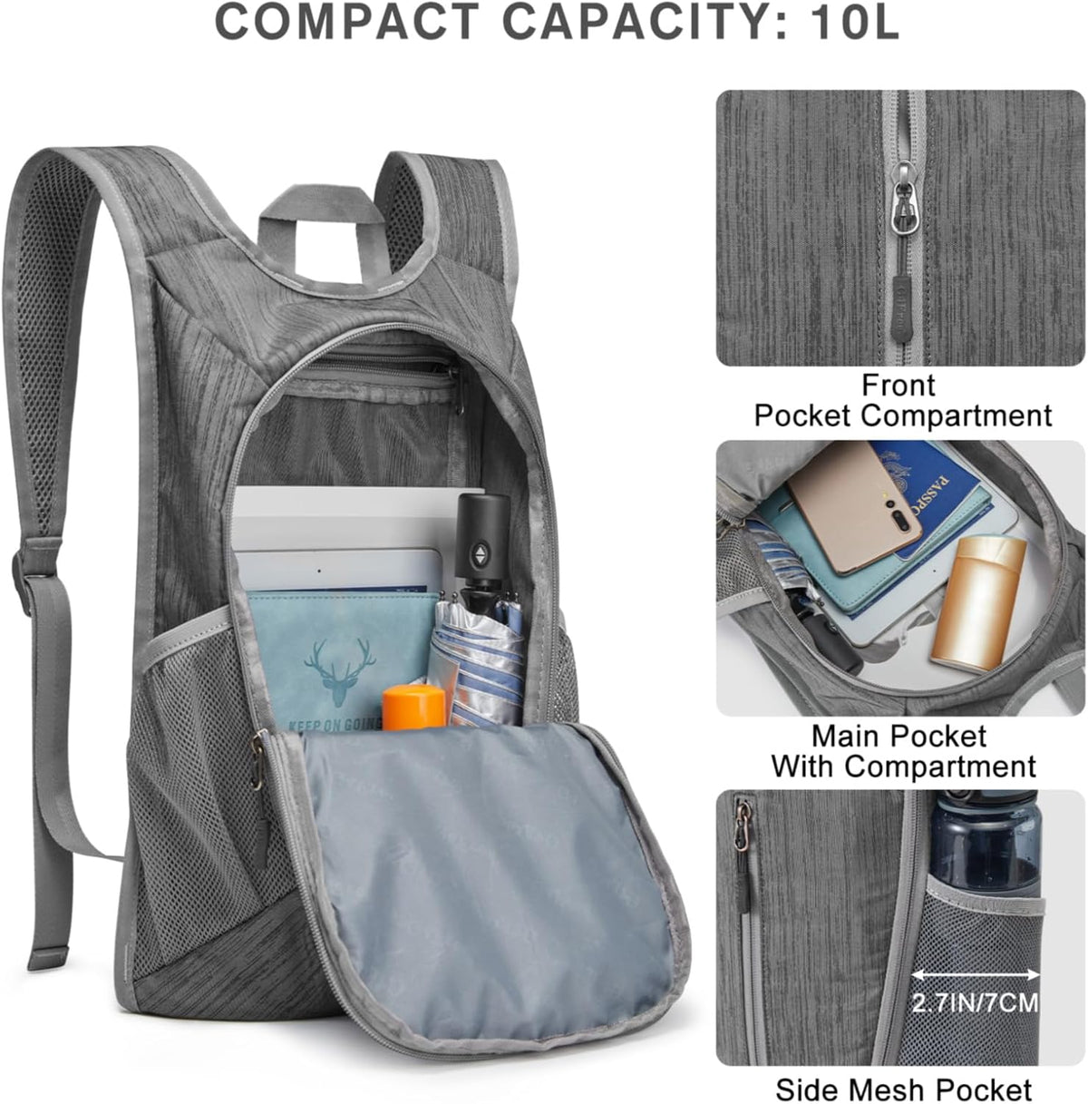 G4Free 10L Hiking Backpack Small Travel Hiking Daypack Lightweight Packable Backpack Casual Foldable Shoulder Bag