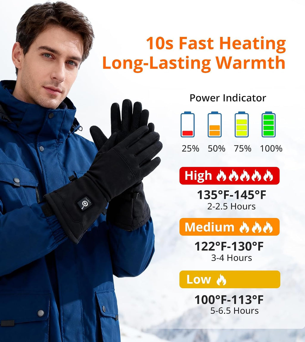 Heated Glove Liners for Women Men - Thin Rechargeable, Touchscreen Compatible, Long-Lasting Warmth for Winter Sports Indoor Outdoor Use