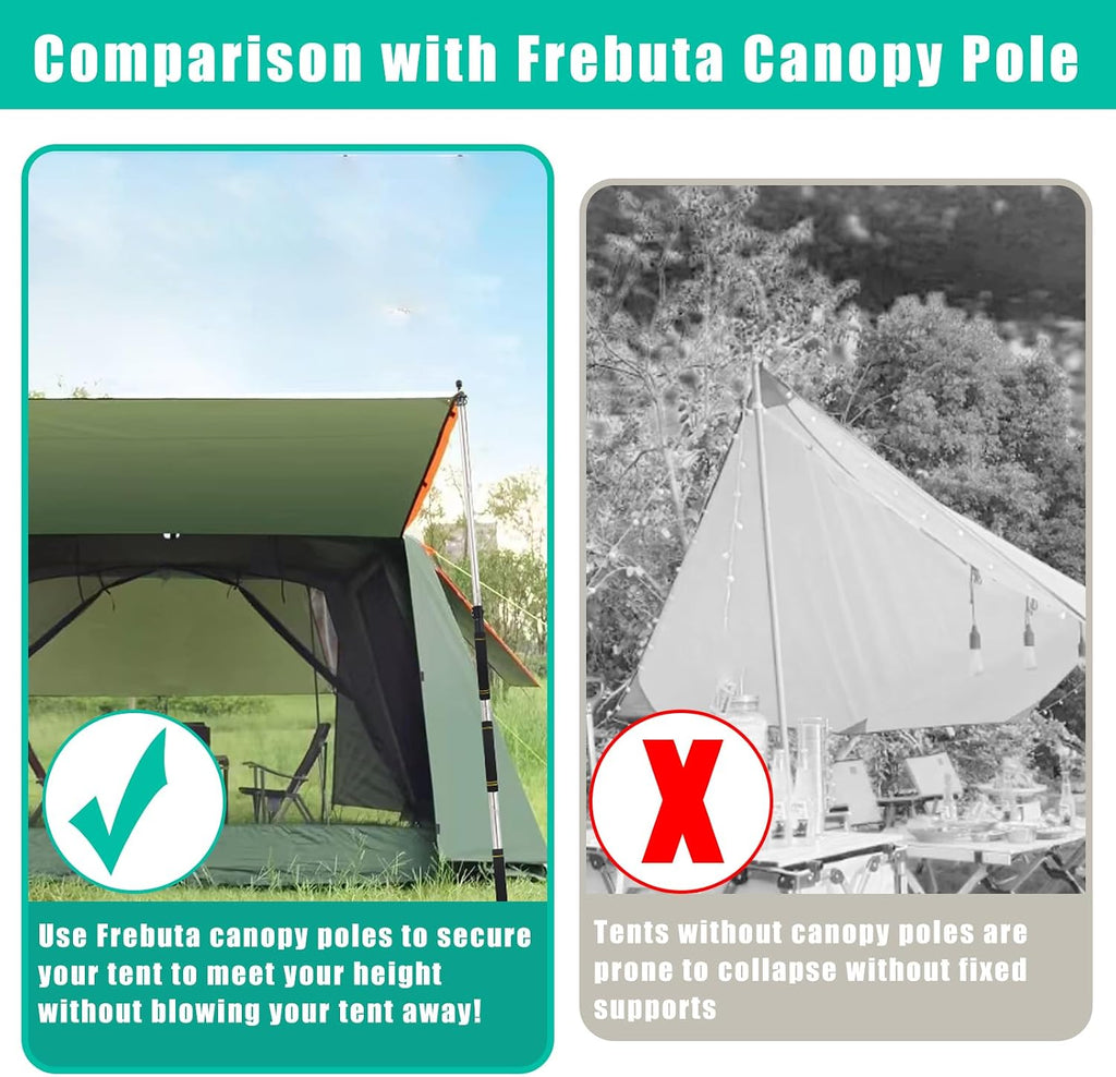 Tarp Poles,Tent Poles Set of 2 2Ft to 6Ft Replacement Canopy Poles Heavy Duty Telescoping Tent Poles for Tarp Outdoor Camping Awning Poles Adjustable Sturdy Durable Shade Cloth Poles, Black