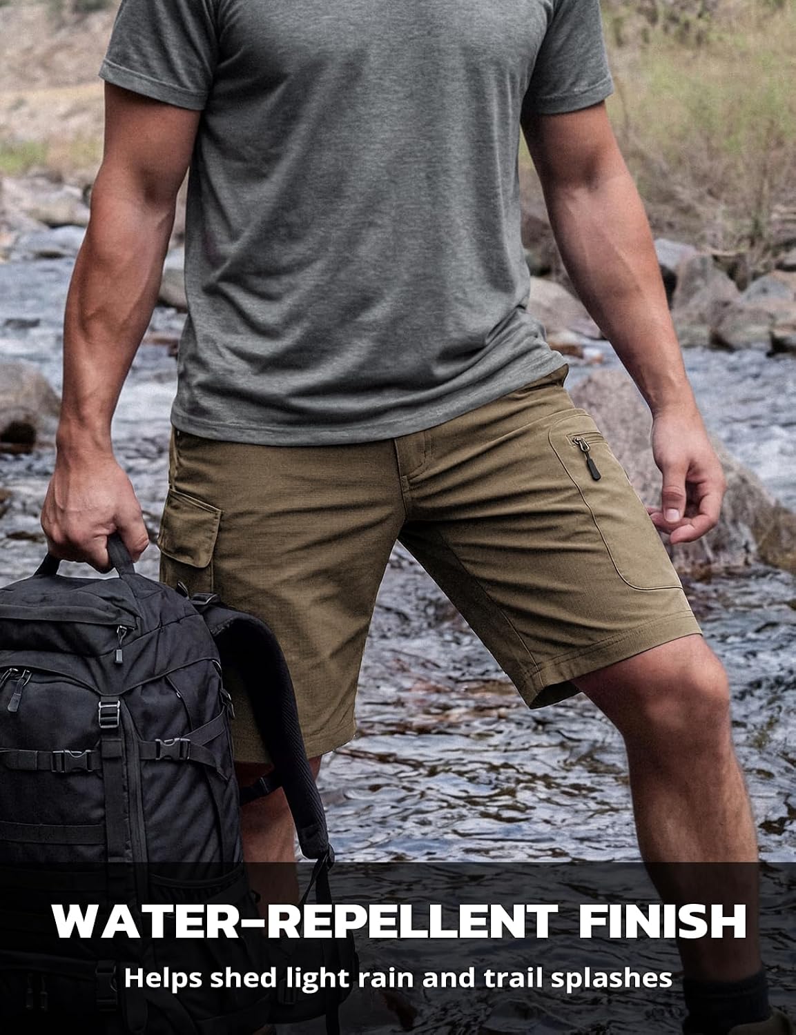 Hiauspor Men's Hiking Cargo Shorts: Quick Dry Lightweight with 6 Pockets