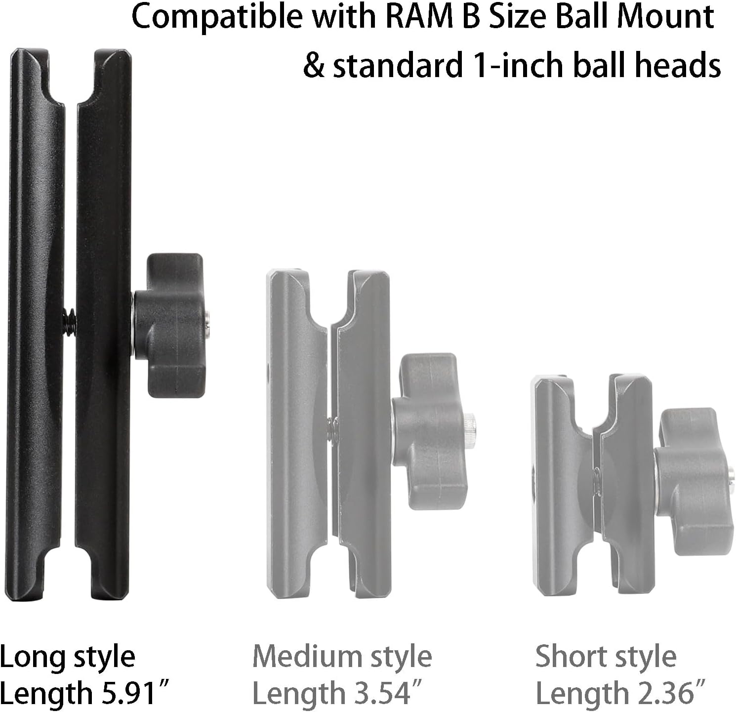 Double Socket Arm Aluminum Alloy Long Arm Full Length 5.9",Compatible with RAM Mounts and Motorcycle/Bike/Car Cellphone Holder with 1 Inch Ball