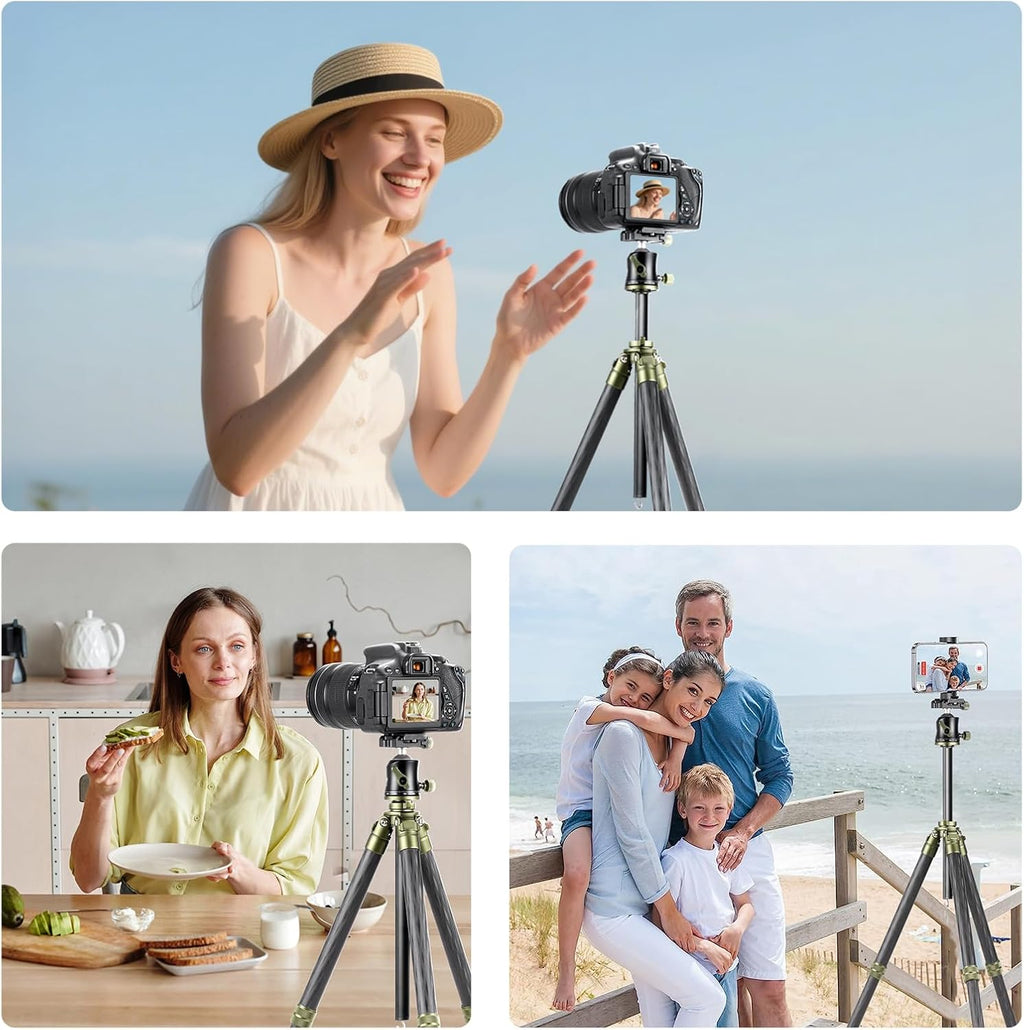 Cayer CH35 Travel Tripod, 53.6" Carbon Fiber Tube with Compact Ball Head
