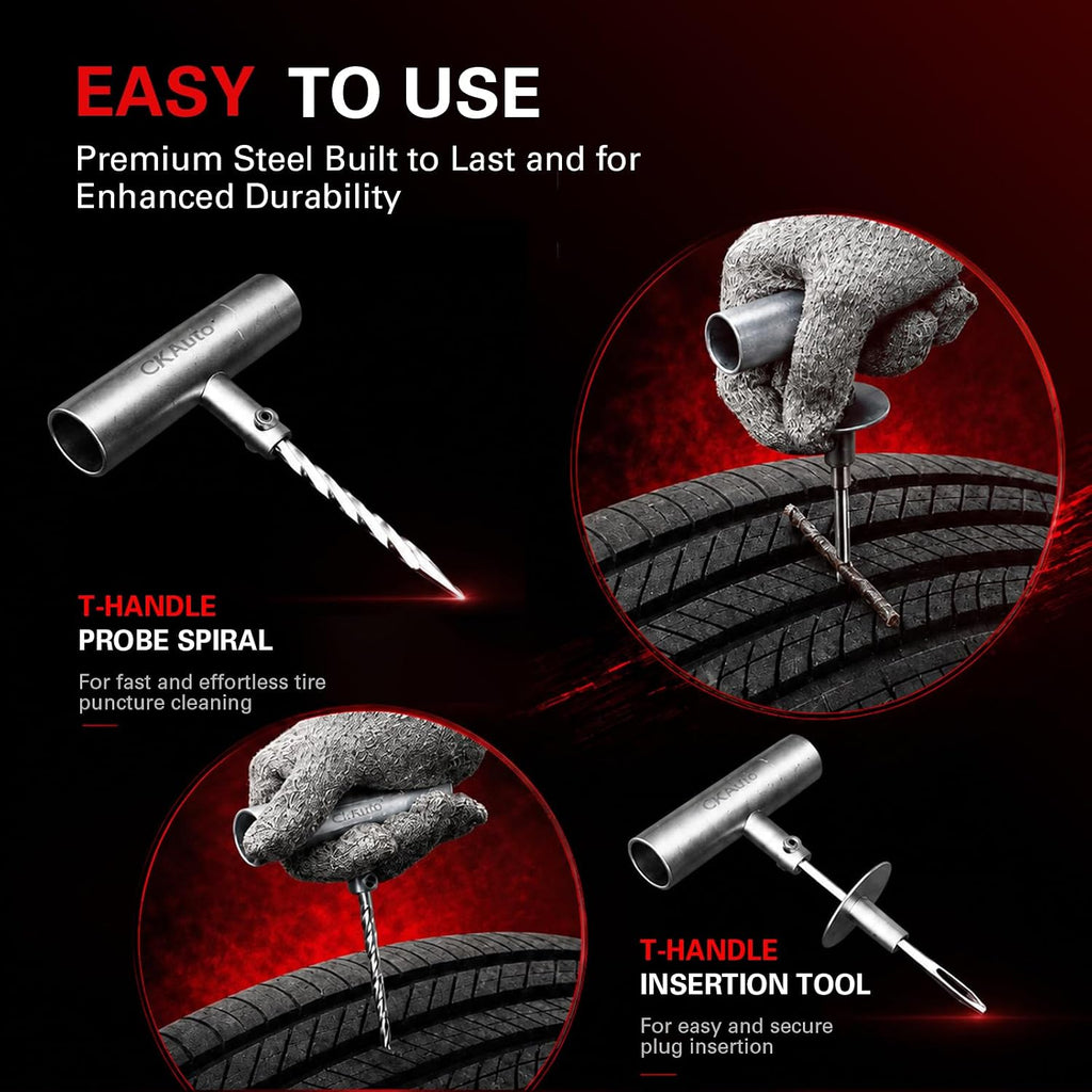 CKAuto 36 pcs Universal Tire Repair Kit with Plugs Heavy Duty Professional