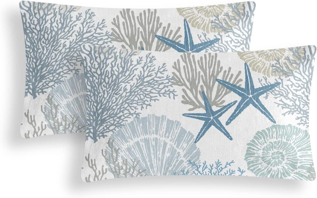Tritard Coastal Pillow Covers Set of 2, 18x18, Blue