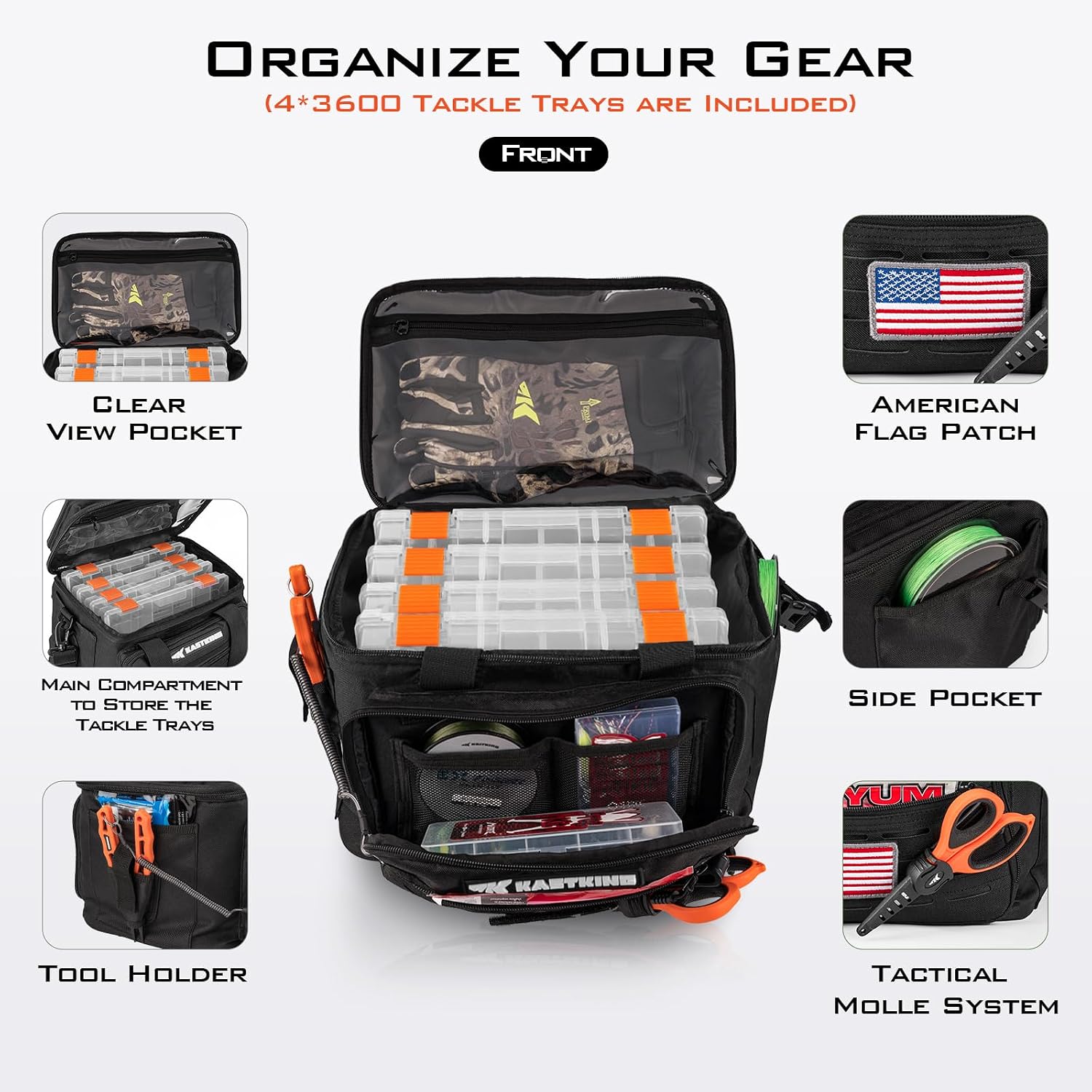 KastKing Karryall with Box Tackle Bag, Saltwater & Freshwater Gear Storage