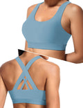 Buauty Sports Bra for Women, Criss Cross Back Medium Support Workout Bras with Removable Cups for Yoga Running Gym