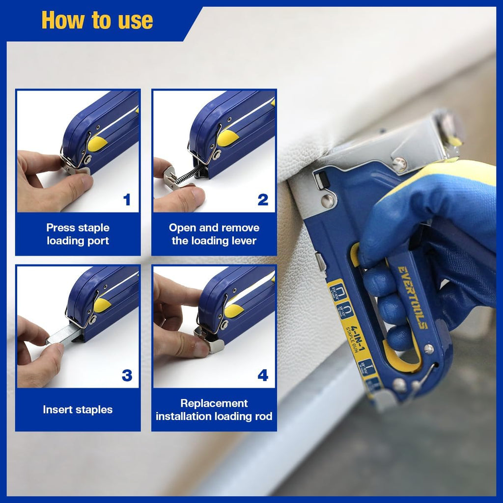 Heavy Duty Manual Staple Gun for Upholstery and Wood, 4-in-1