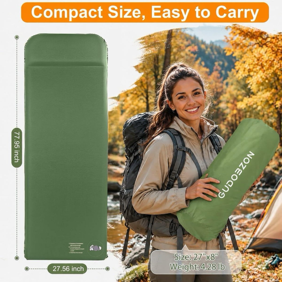 Self-Inflating Sleeping Pad, Memory Foam Camping Mattress pad, Sleeping Mat