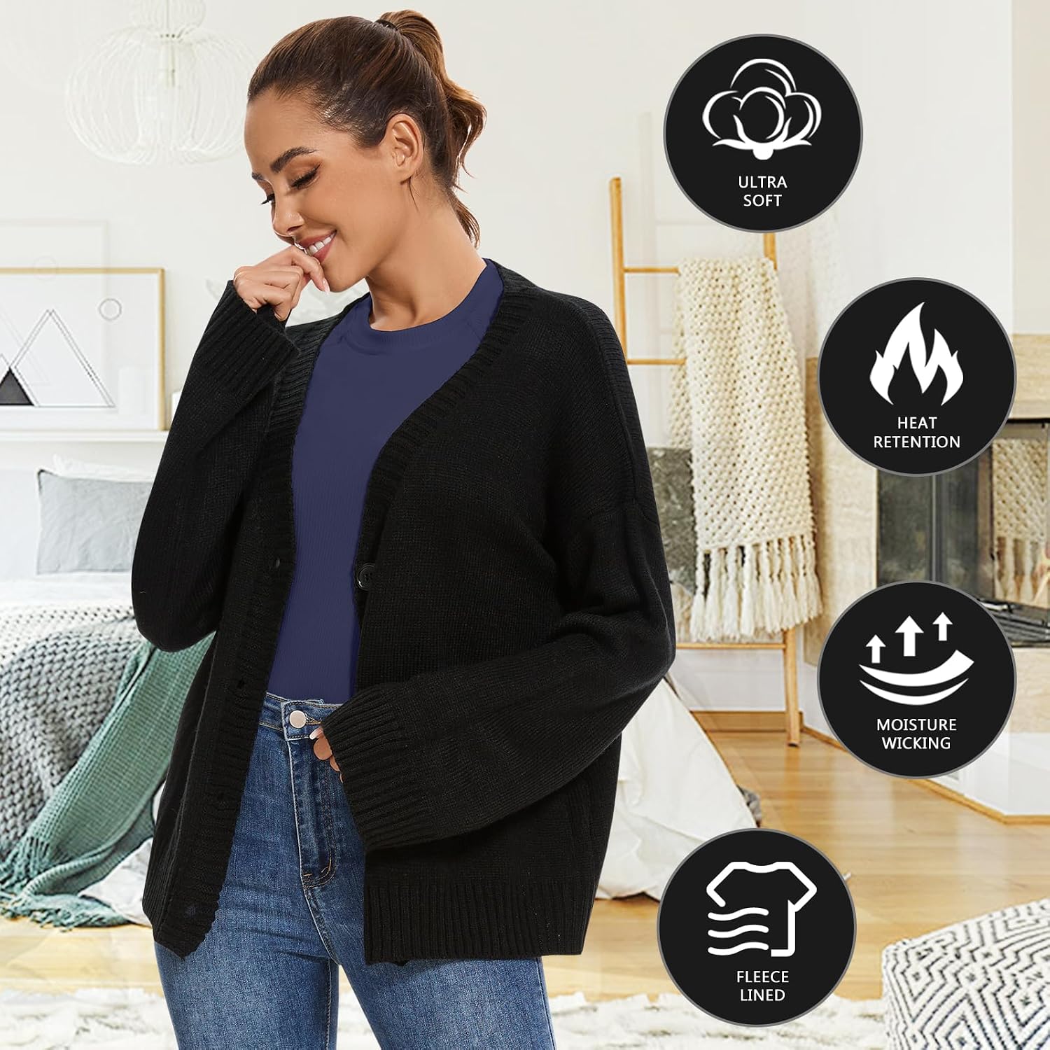 WOWENY Thermal Shirts for Women Fleece Long Sleeve Base Layer Top Winter