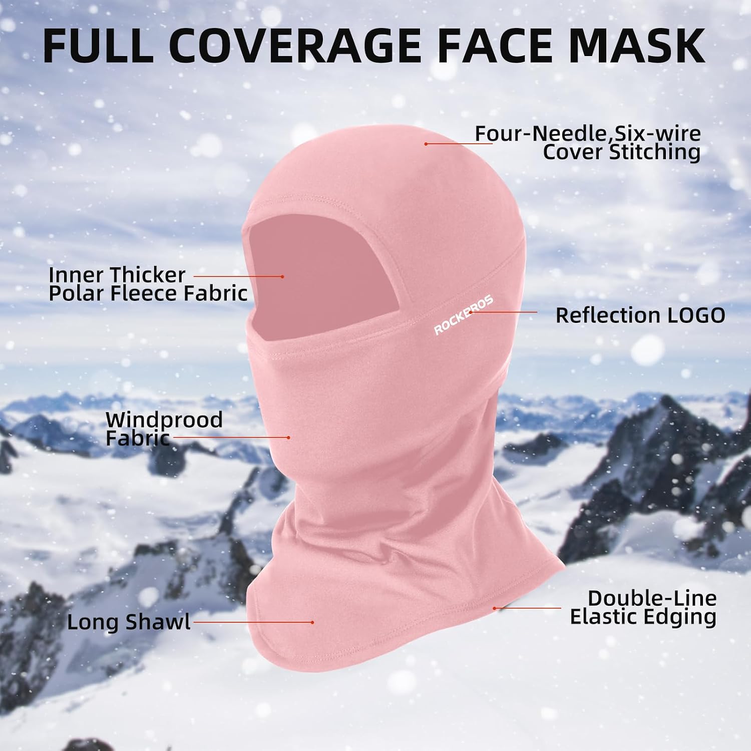 ROCKBROS Ski Mask Balaclava Cold Weather Scarf Thermal Winter Neck