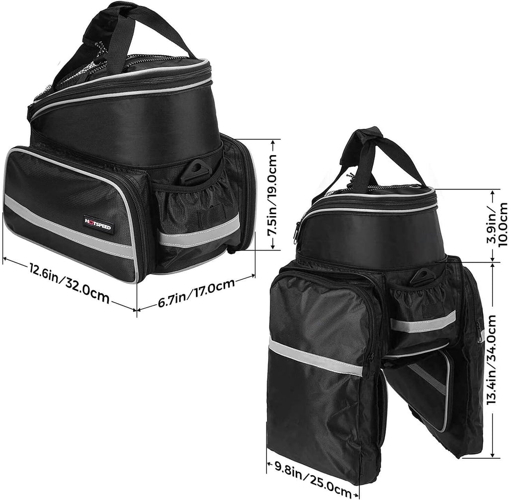 Homa Rear Seat Trunk Bag, Waterproof Multi Function Bicycle Panniers Bike Rear Bag Carrying Luggage Package Rack Panniers with Rainproof Cover (Blue or Red Random to Ship)