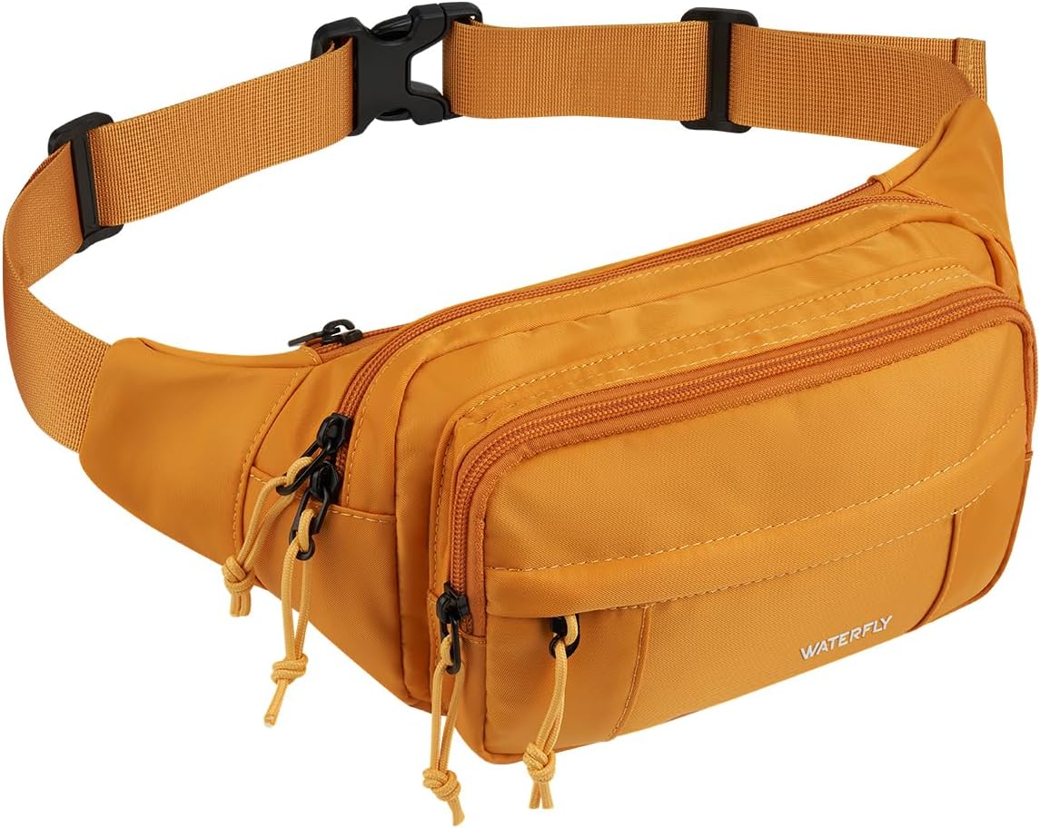 WATERFLY Fanny Pack Waist Bag: 2.5L Large 5 Zipper Pockets for Women Men