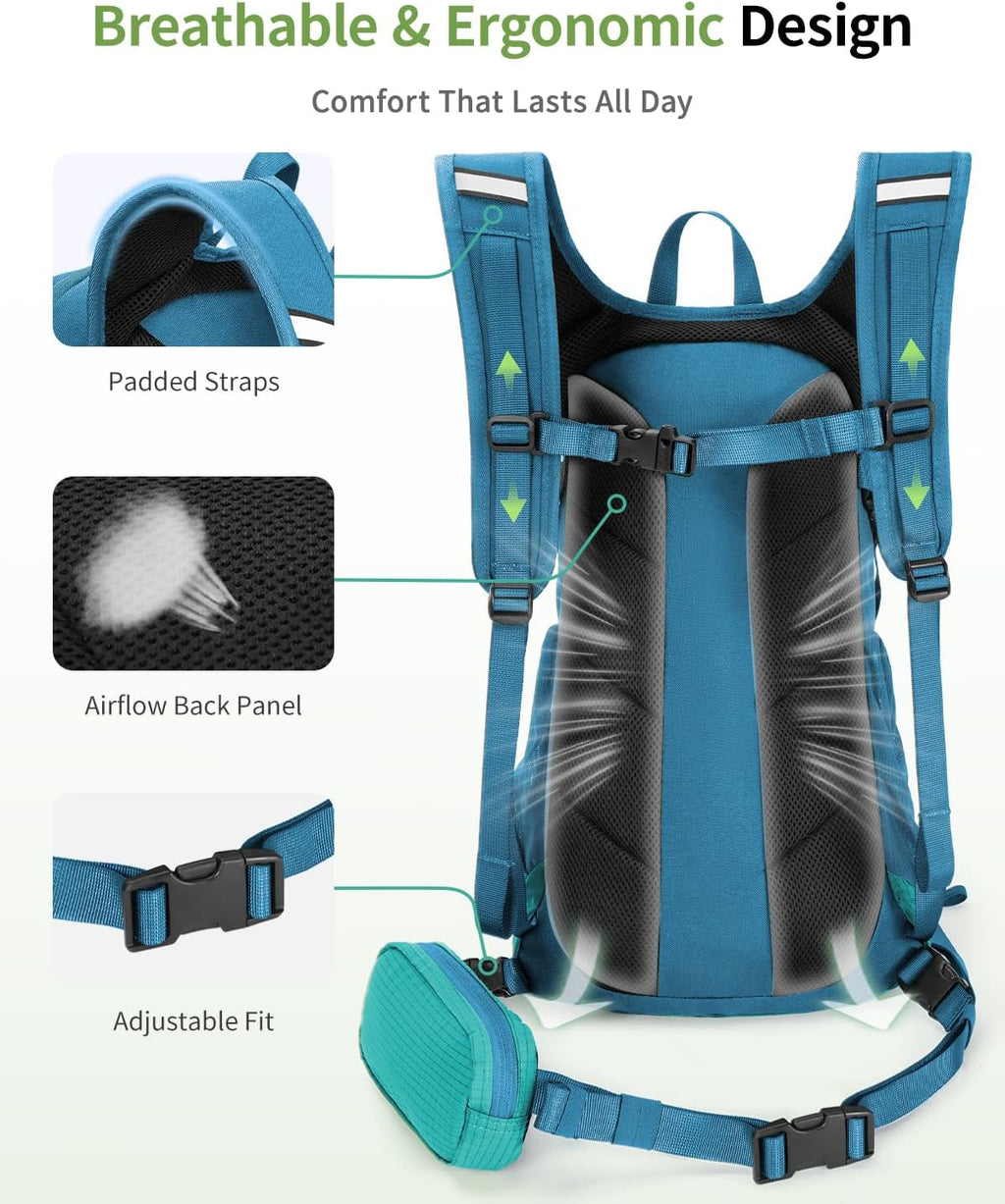 ECOHUB 20L Lightweight Hydration Backpack with 2L Water Bladder&Waist Pack