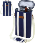 BLUBYEES 2-Bottle Insulated Wine Carrier Tote - Leakproof Padded 900D Oxford Wine Cooler Bag for Travel, Picnics, Beach & Parties - Ideal Wine Gift for Wine Lovers