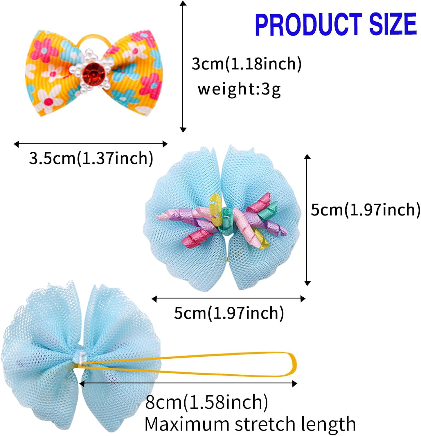 100Pcs Dog Hair Bows with Rubber Bands for Small Medium Dogs