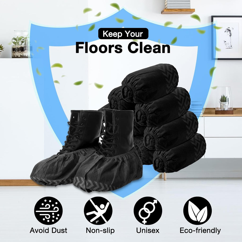 600 Packs Disposable Boot Shoe Covers Non Slip, Black