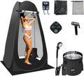 Pop Up Shower Tent for Camping, Portable Outdoor Privacy Shower Tent with 6000mAh Rechargeable Shower (Black)