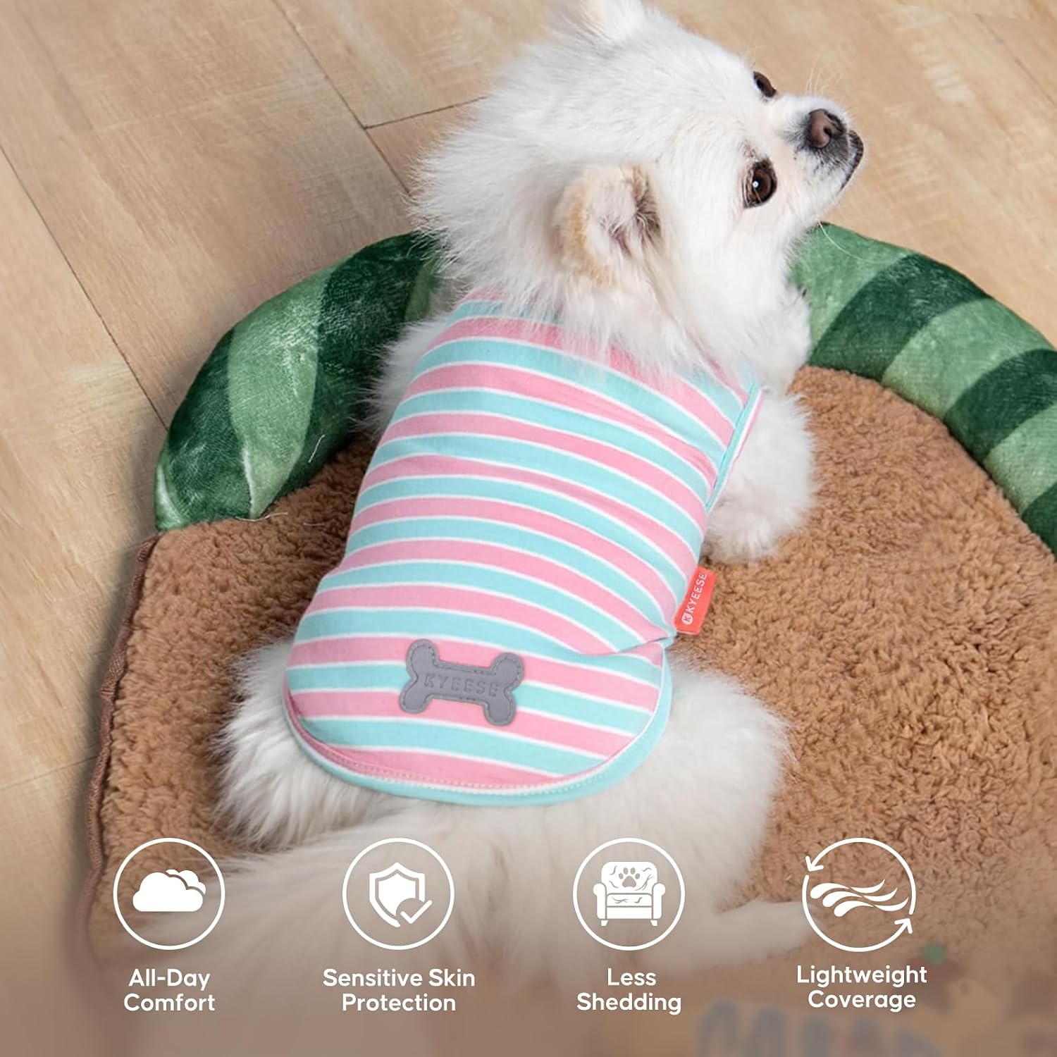 KYEESE 2Pack Cotton Dog Shirt for Small Dogs Soft Striped Tank Top