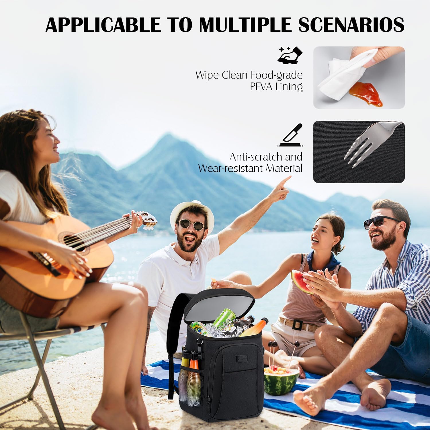Tuwubi Cooler Backpack 35/42 Cans, Backpack Coolers Insulated Leak Proof for Men Women, Waterproof Soft Sided Lunch Camping Beach Travel Ice Chest Backpack Cooler Bag