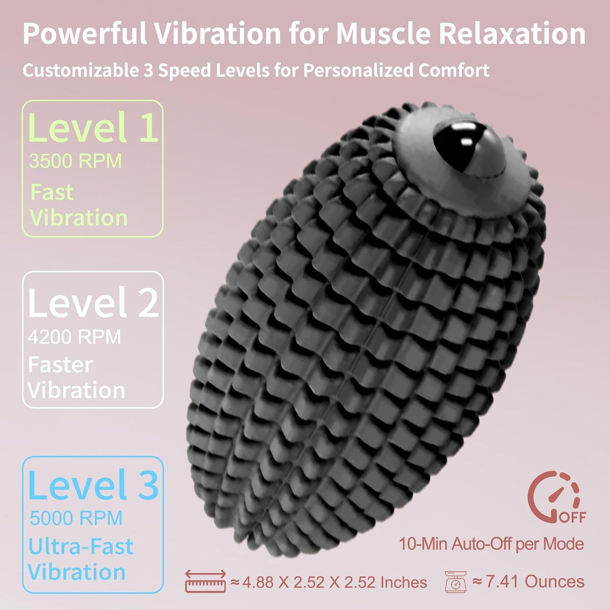Vibrating Massage Ball for Full Body Relaxation, Silicone Trigger Point Massager Ball for Back, Leg, Foot, Muscle Recovery, Portable Rechargeable Massage Roller, 3 Vibration Speeds (Black)
