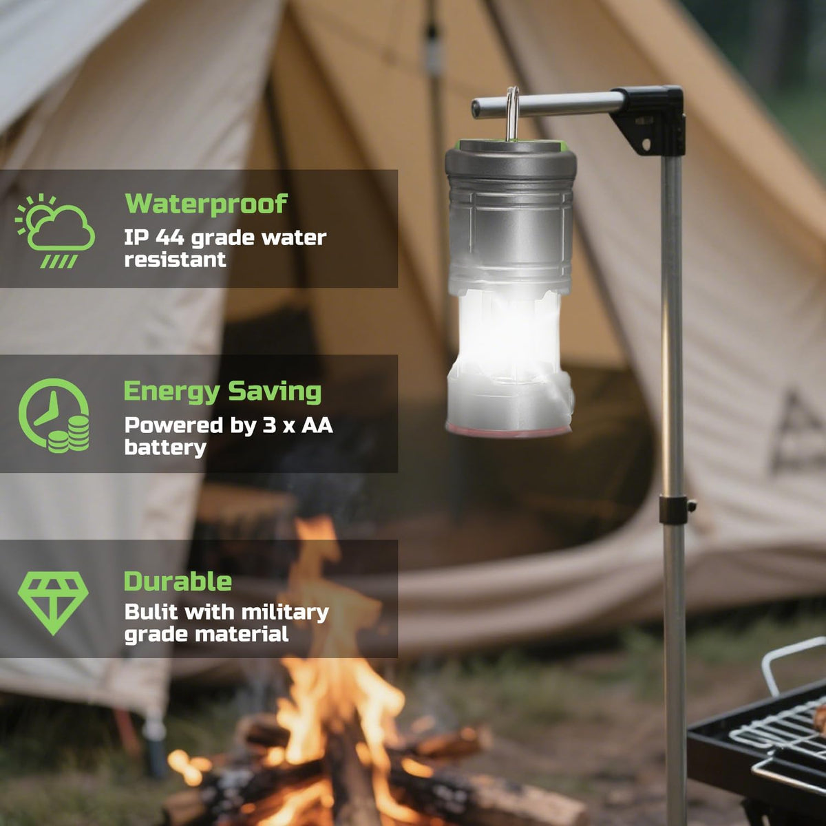 Lichamp Medium Collapsible LED Camping Lantern, Lightweight Flashlight