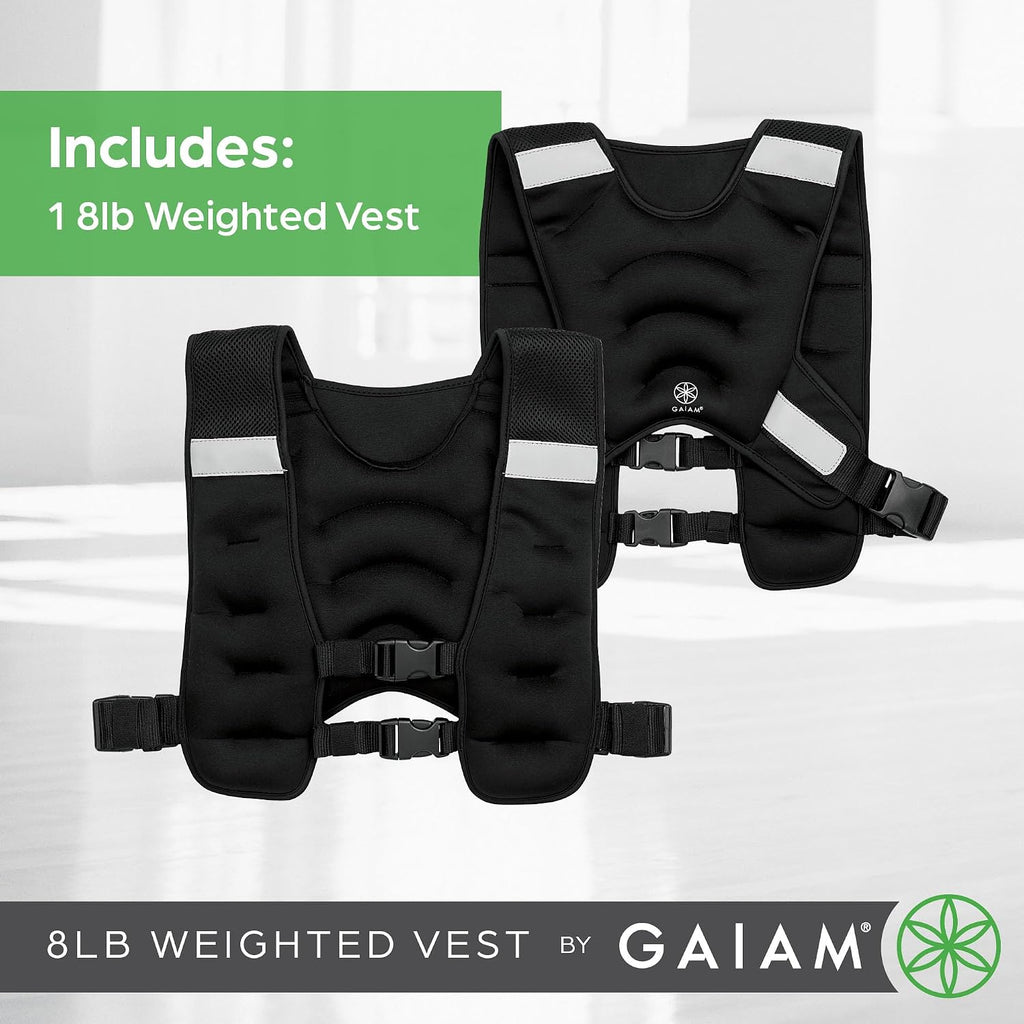 Gaiam Weighted Vest for Women and Men, Adjustable Weighted Workout Vest for Walking, Running, Strength Training