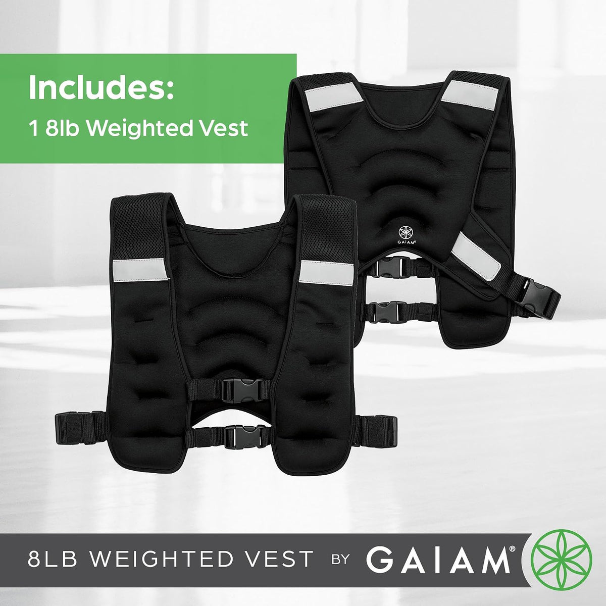 Gaiam Weighted Vest for Women and Men, Adjustable Weighted Workout Vest for Walking, Running, Strength Training