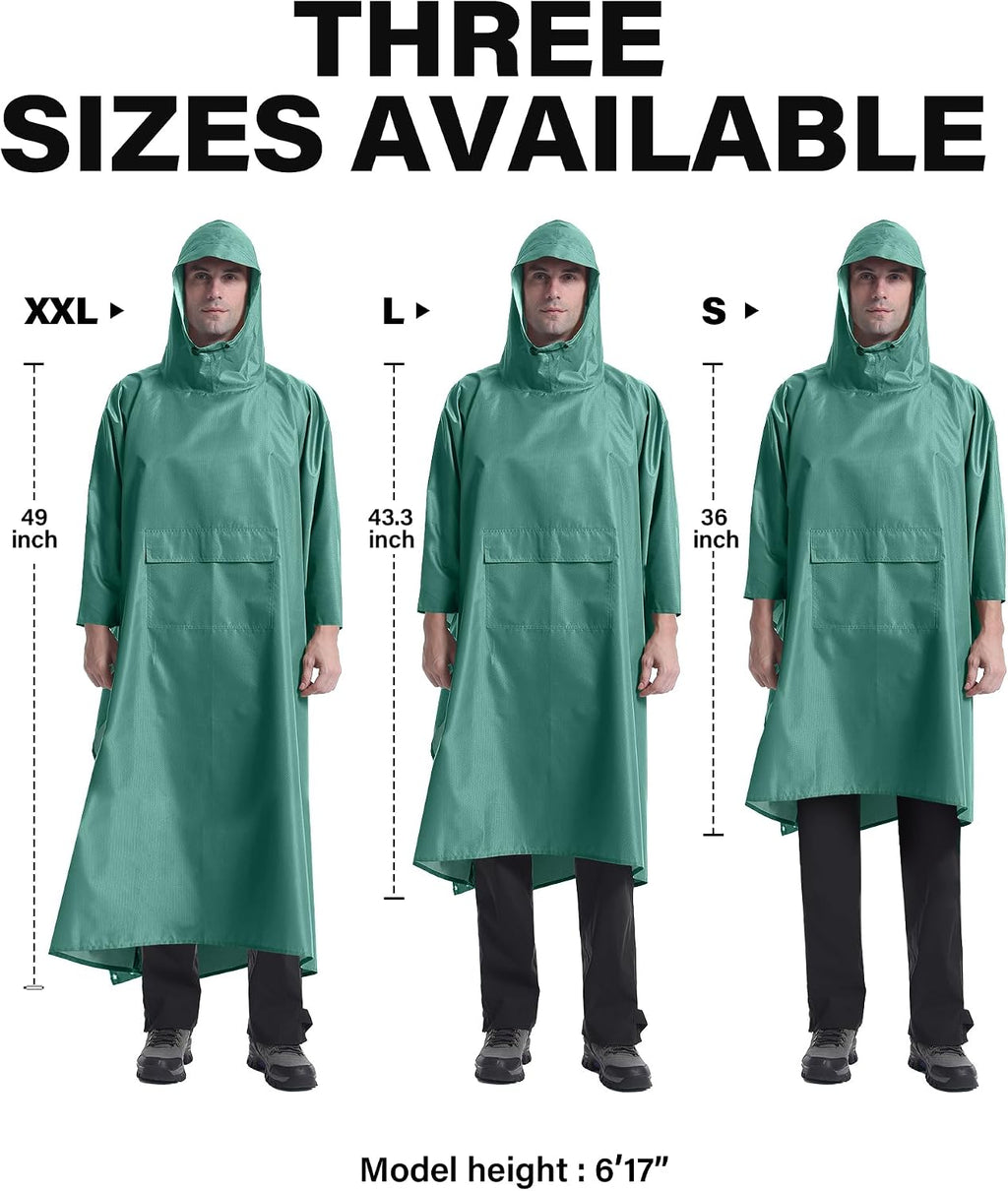 iCreek Hooded Rain Poncho Packable Waterproof Unisex Raincoat with Pocket