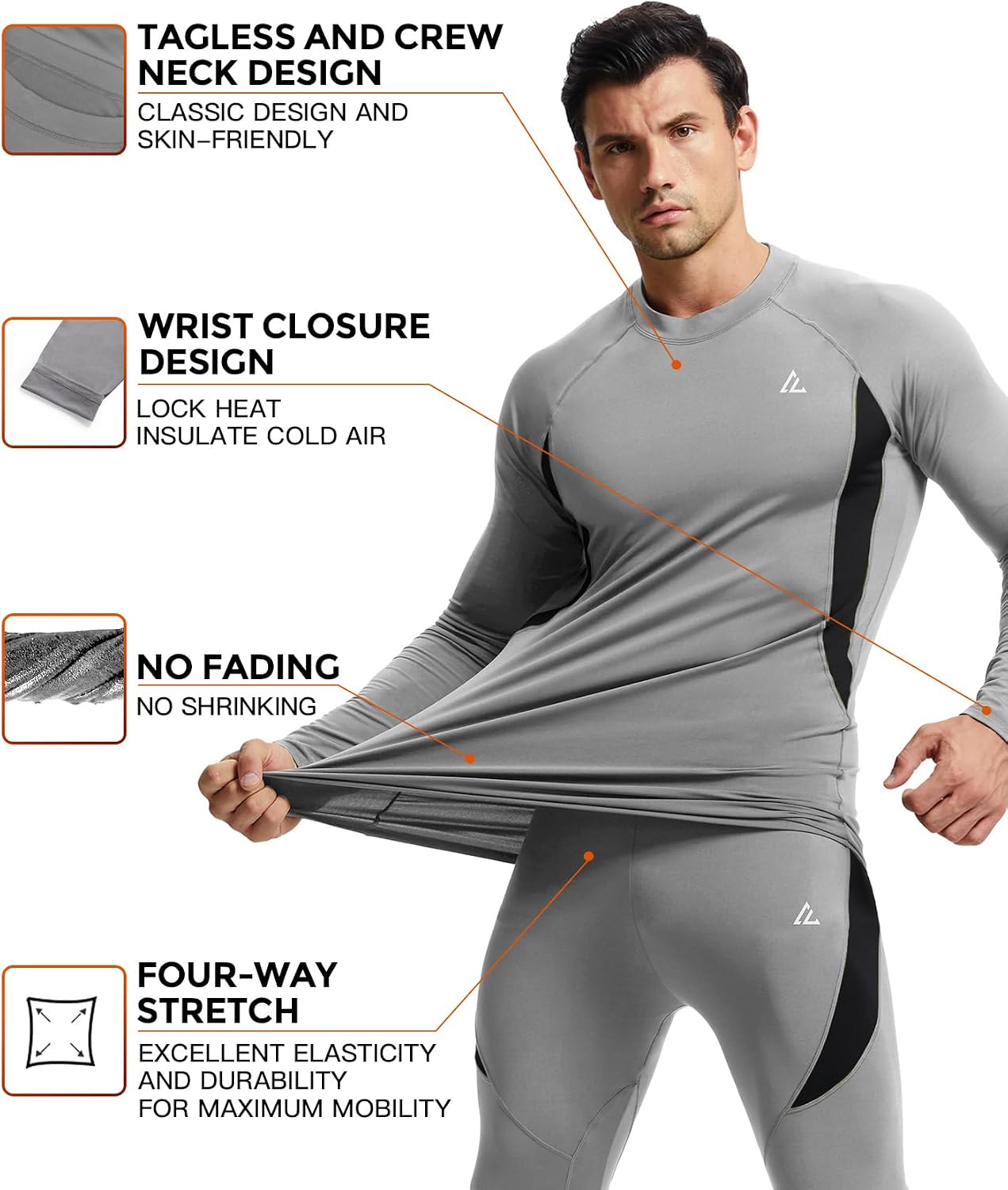 Mens Thermal Underwear Long Johns Set Cold Weather Hunting Base Layer