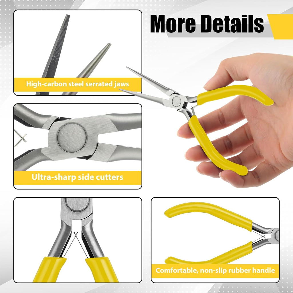 10 Pcs Mini Needle Nose Plier Bulk Jewelry 6 '', Yellow