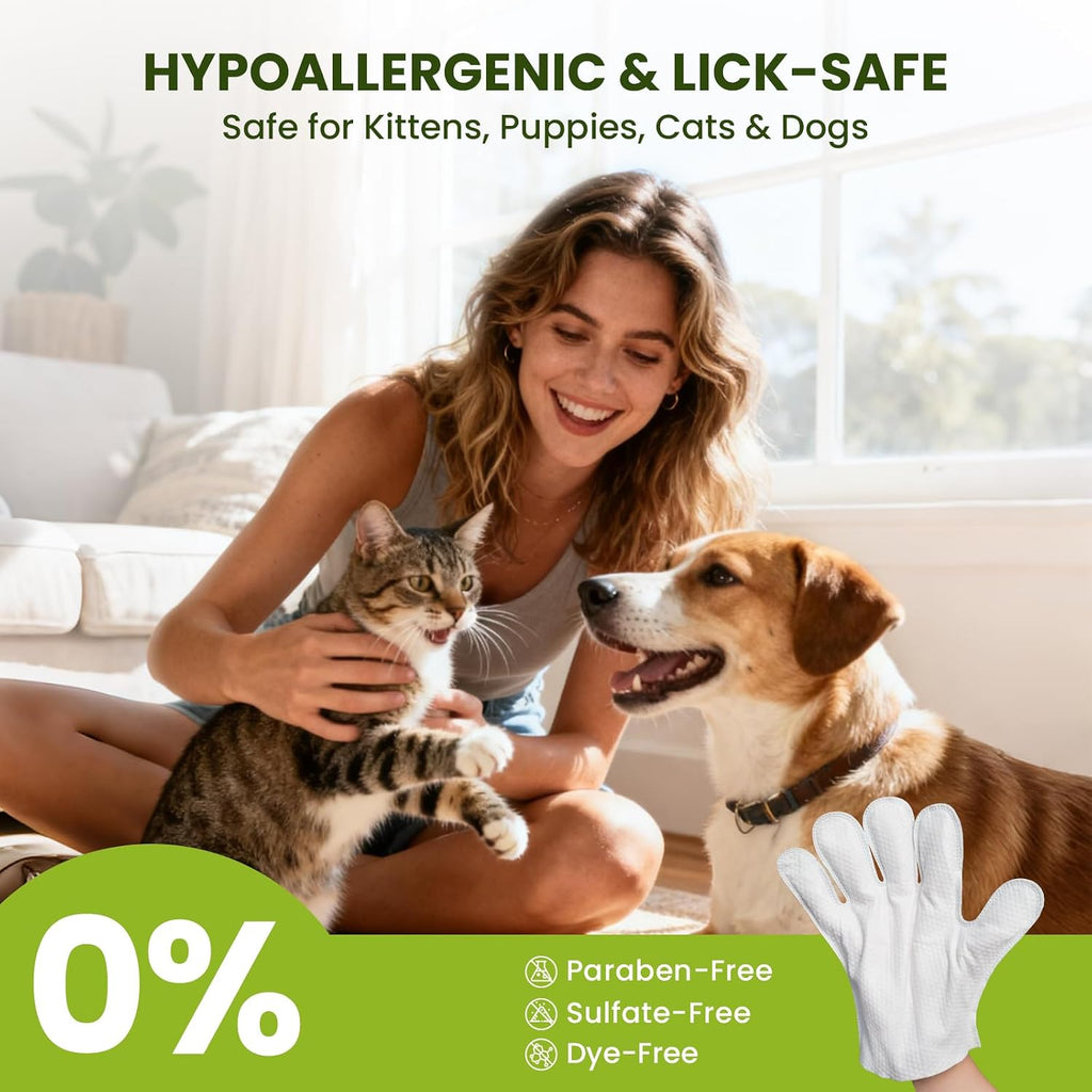 PawSono 36PCS Hypoallergenic Pet Glove Wipes for Dogs, Cats & Small Animals