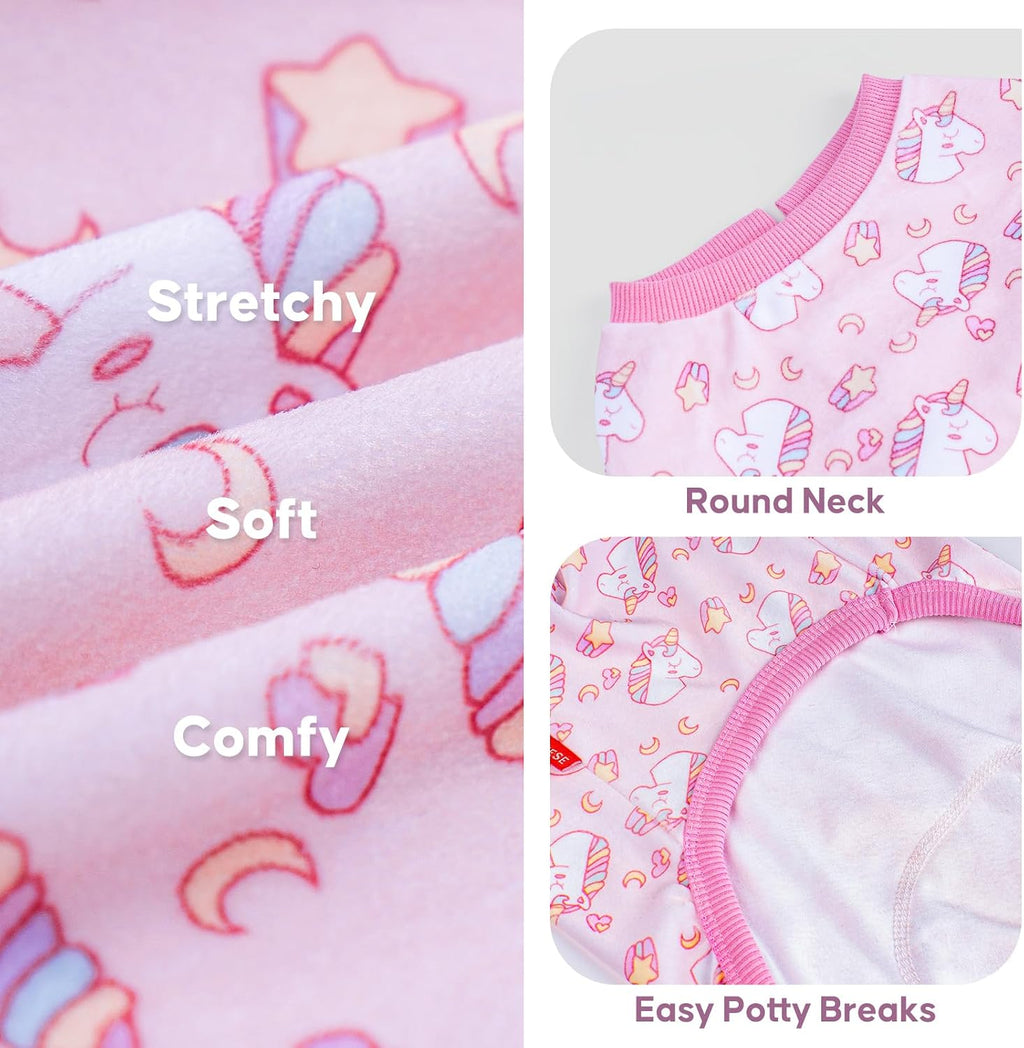 KYEESE Velvet Dog Pajamas for Small Dogs Soft Onesie Shirt, Unicorn Pink