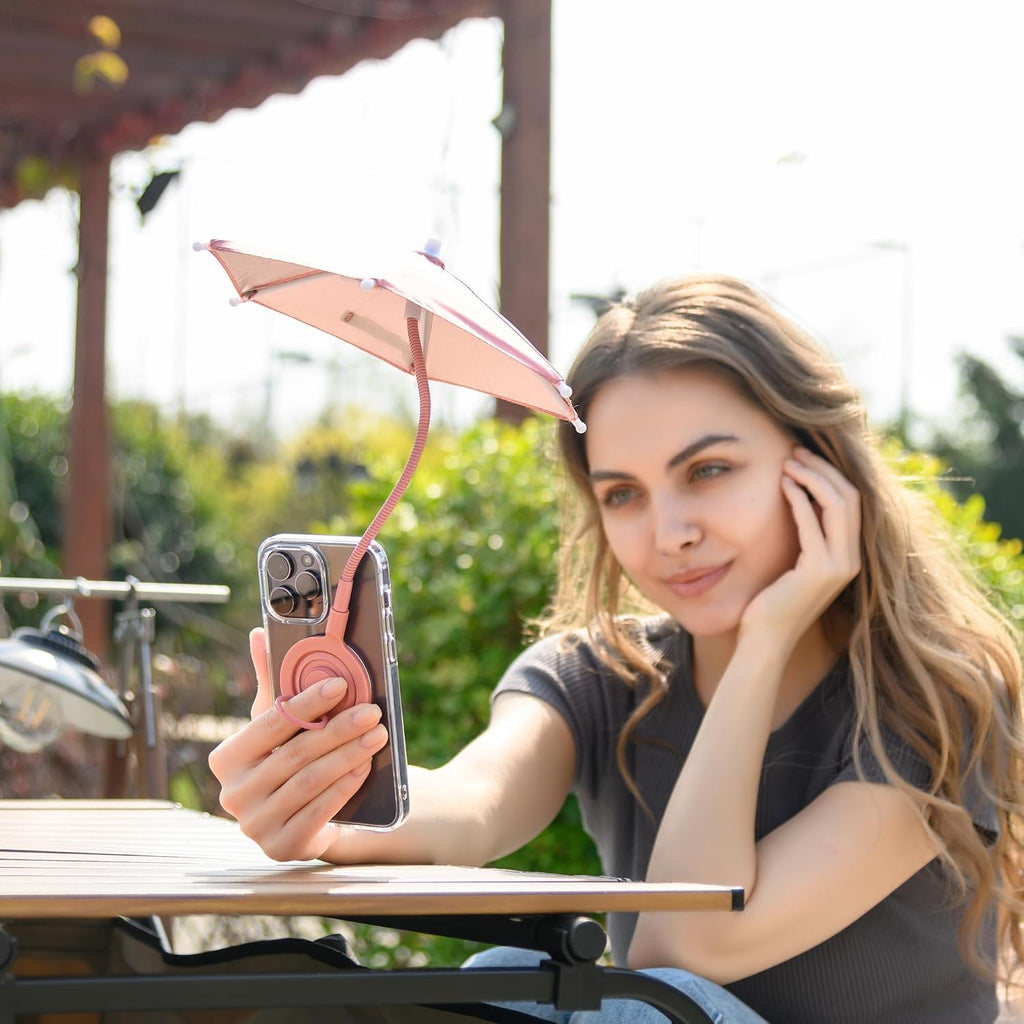 Phone Umbrella for Sun,Magnetic Cellphone SunShade Shield Umbrella,Universal Phone Sun Blocker Cover Visor for Beach Pool Accessories Travel Vacation Essentials Outdoor Video Photo Watching Anti-Glare