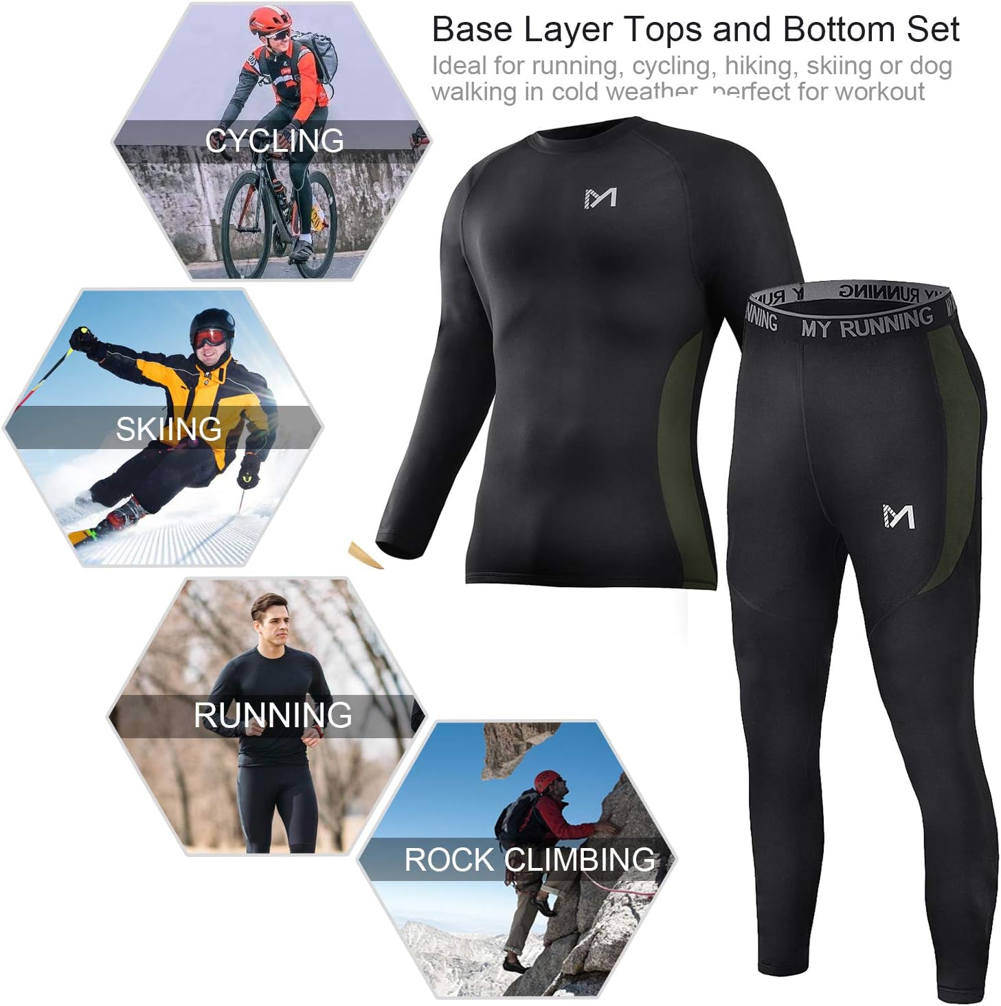 MEETYOO mens Men's Thermal Underwear Set Sport Long Johns Base Layer