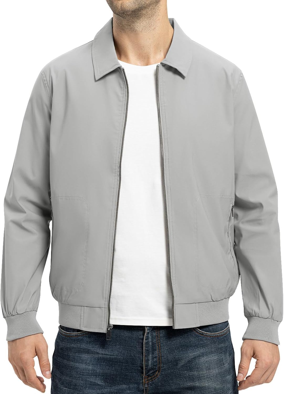 TBMPOY Mens Lightweight Jackets Casual Stylish Windbreakers for Men Light Track Jacket Laydown Collar Fall Golf Coats