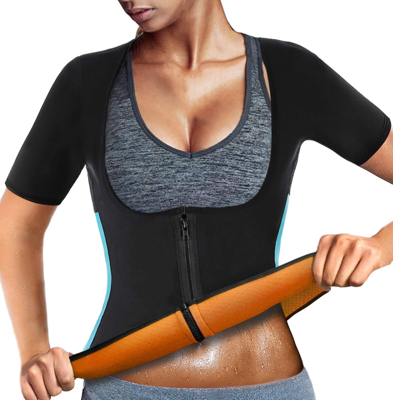 NonEcho Women Sauna Sweat Suit Sleeve Spa Cami Hot Neoprene Slimming Workout Vest Body Shaper Waist Trainer Top