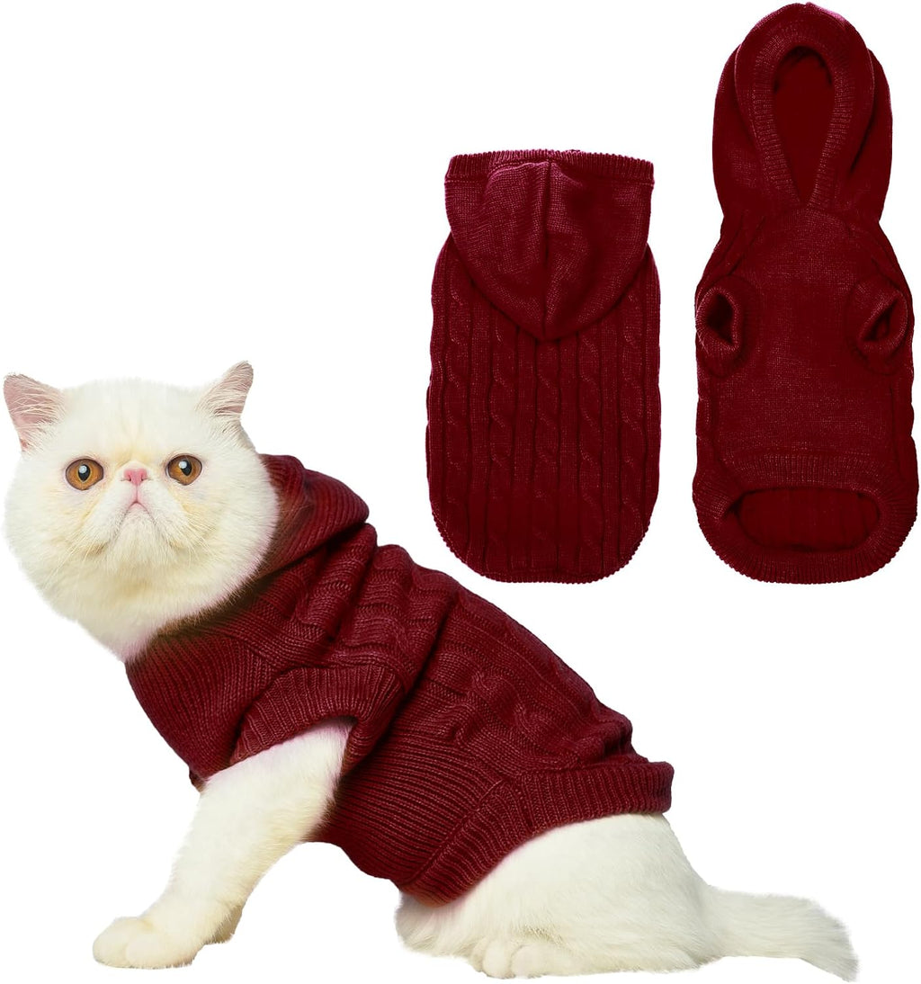 PUPTECK Winter Dog Cat Sweater Coat - Soft Cold Weather Clothes Knitwear for Kitties &amp; Small Dogs Indoor Outdoor Walking Warm, Knitted Classic for Doggies Kitties Girls Boys, Orange M