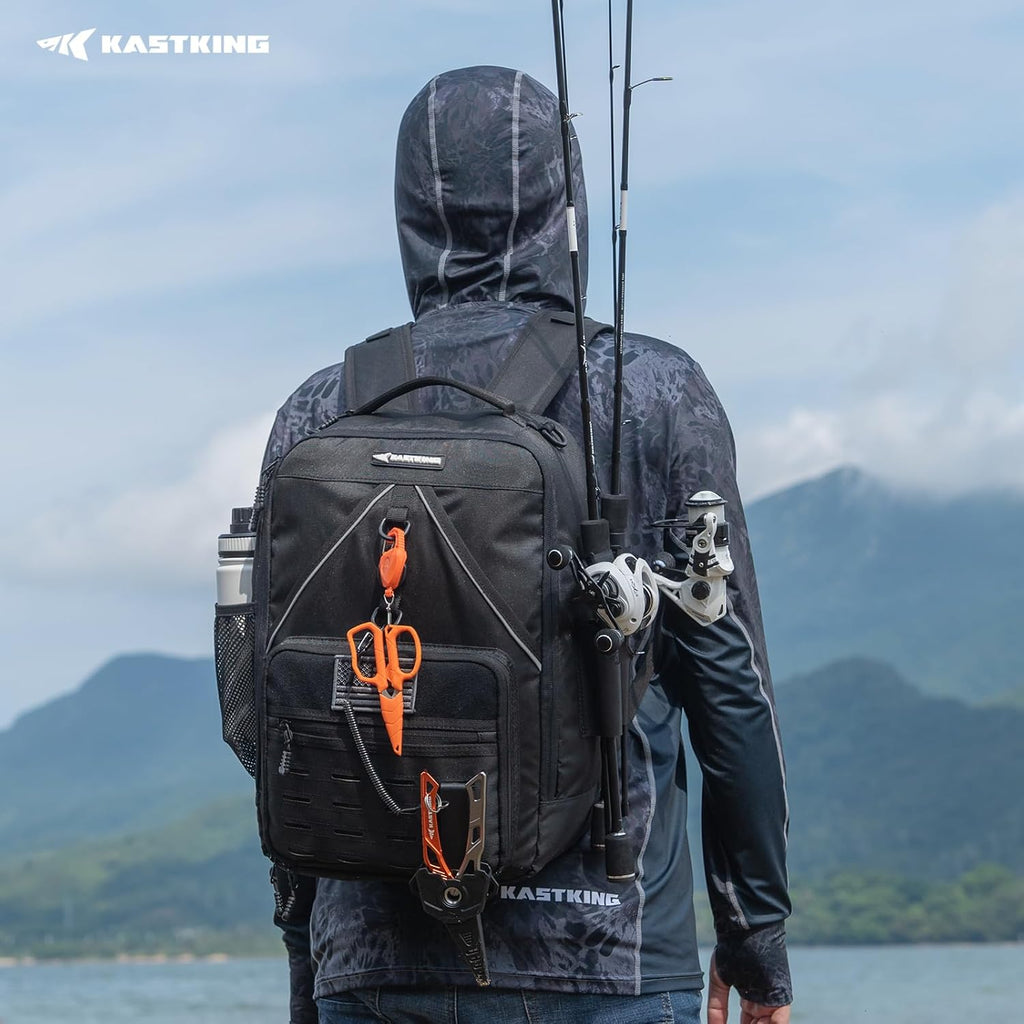 KastKing KastMate Fishing Backpack With 2 Rod Holders, Black