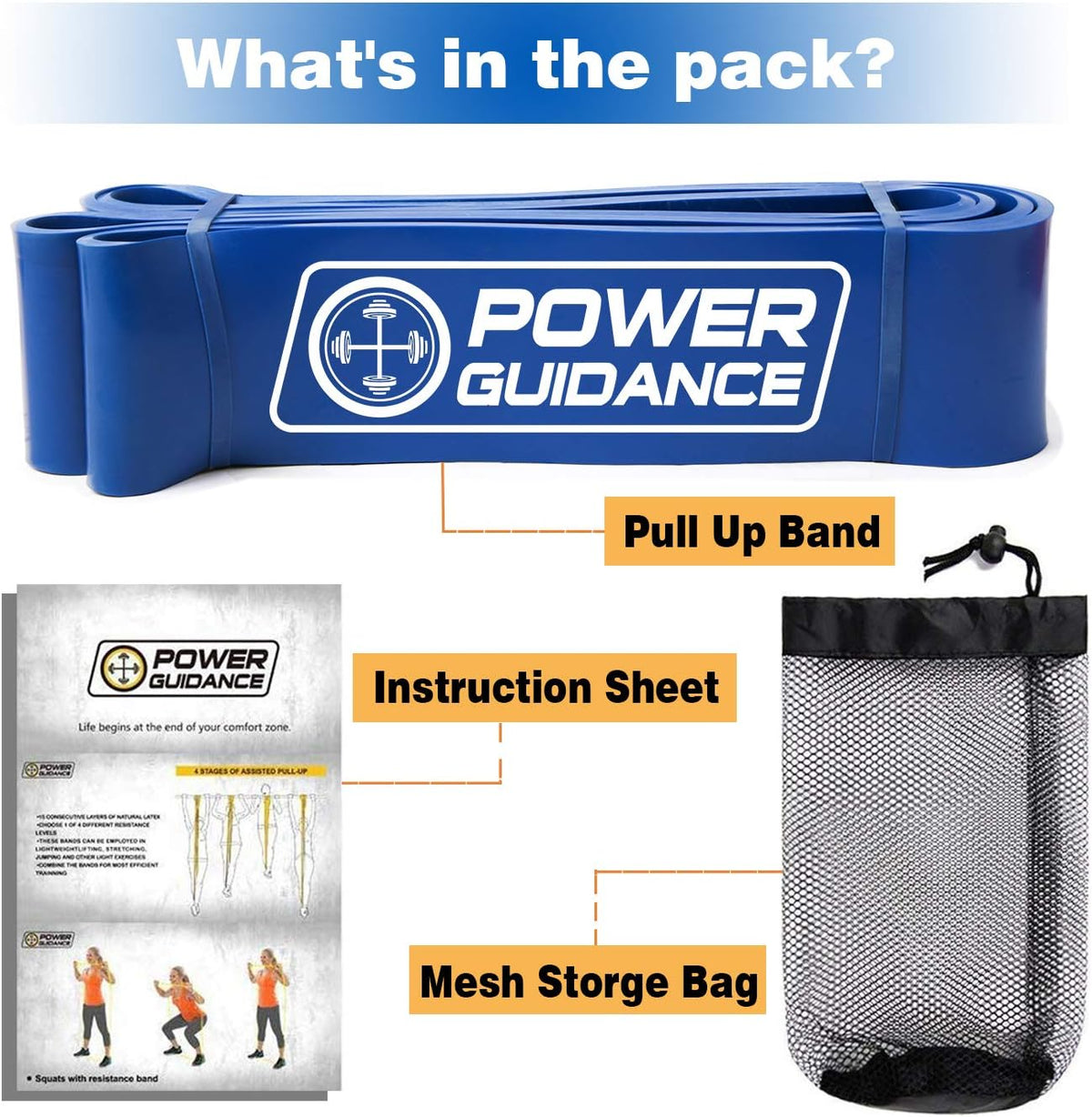 POWER GUIDANCE Pull Up Assist Bands - Stretch Resistance Band - Mobility Band - Powerlifting Bands - by Perfect for Body Stretching, Powerlifting, Resistance Training
