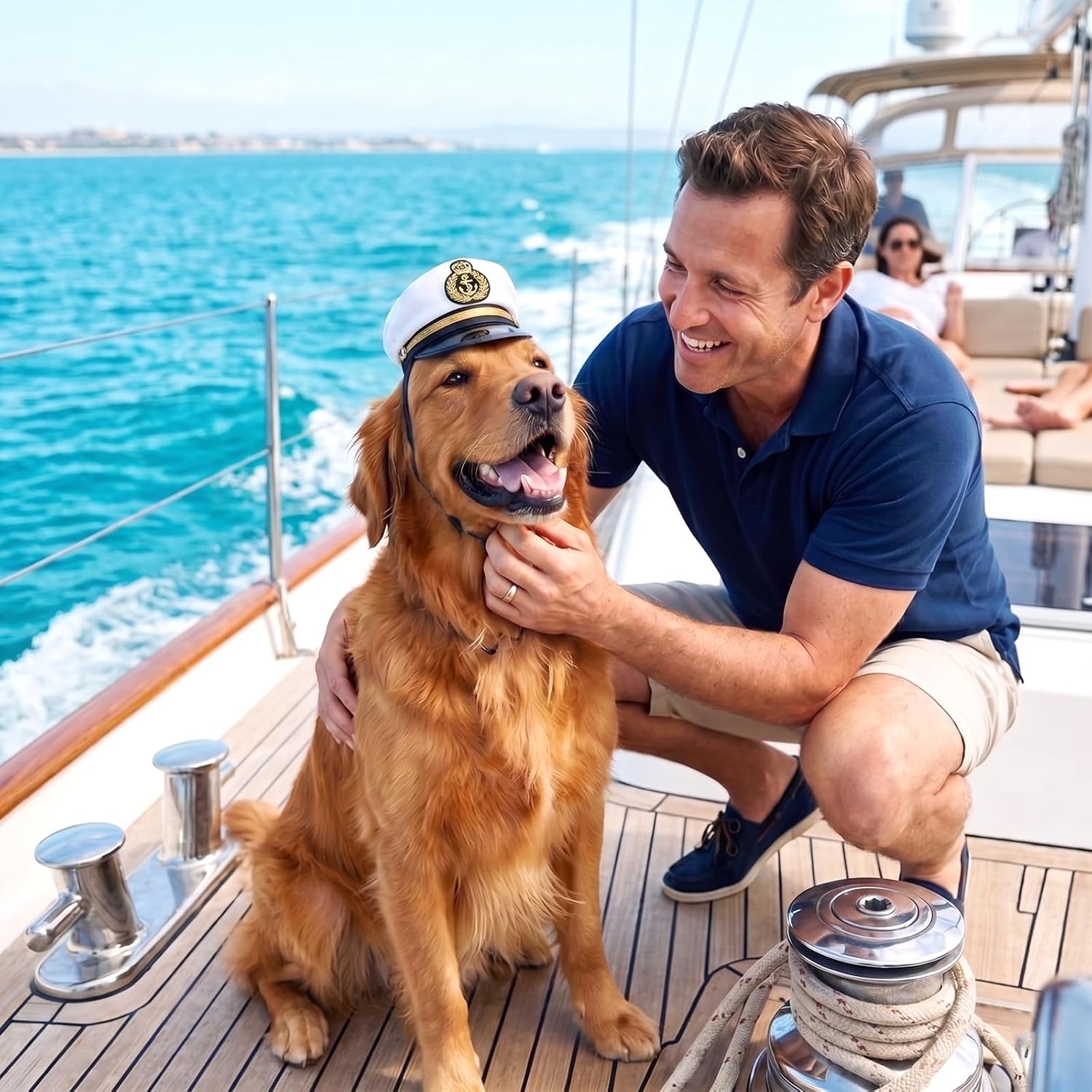 Amosfun Dog Captain Hat, Adjustable Pet Sailor Cap, Nautical Photo Prop