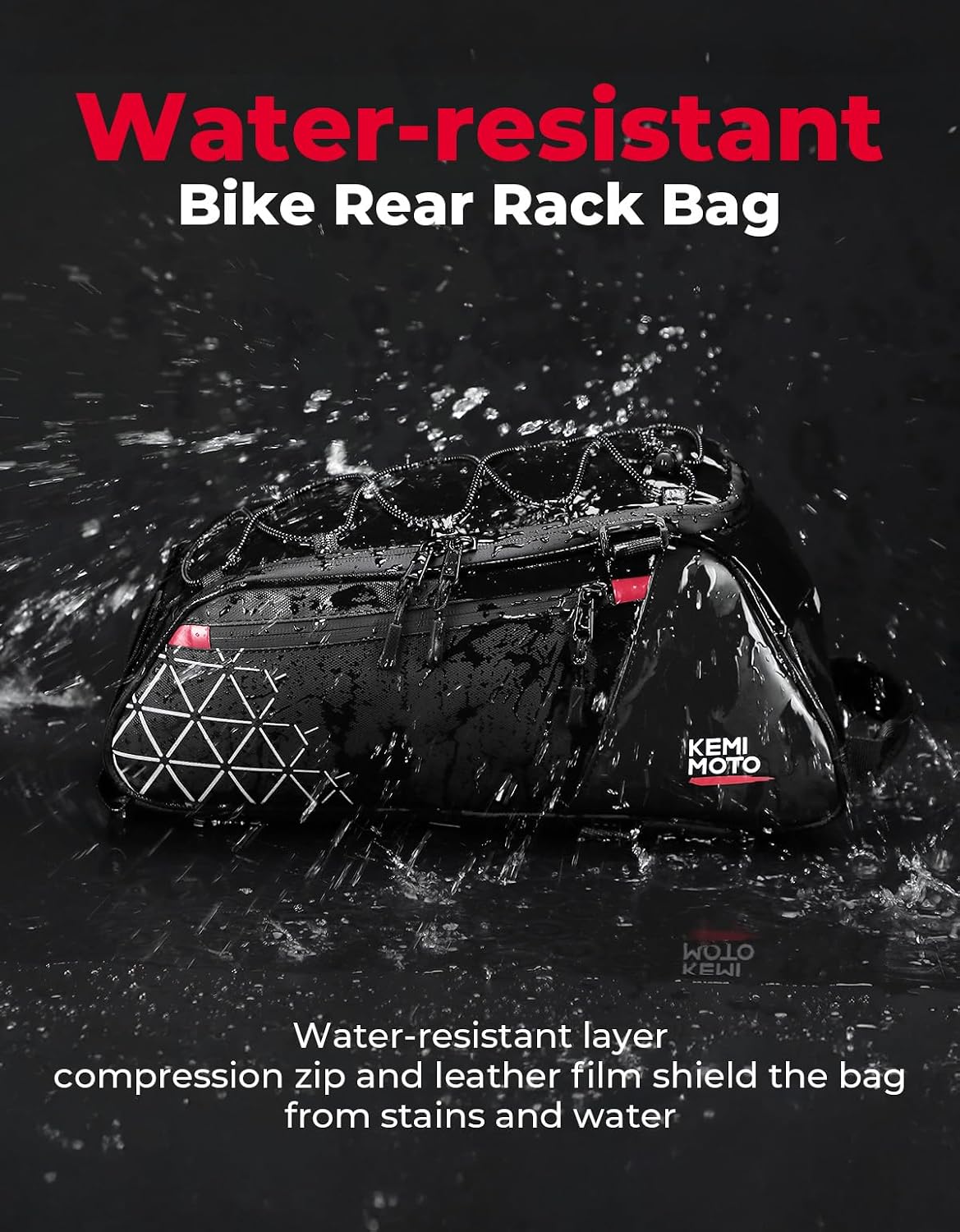 KEMIMOTO 8L Bike Rear Rack Bag, with 6L Removable Cooler Pouch