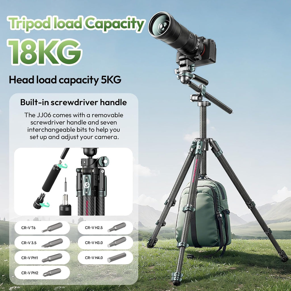 ULANZI JJ06 GlideGo Carbon Fiber Video Tripod, 73.6in, 11lb Load