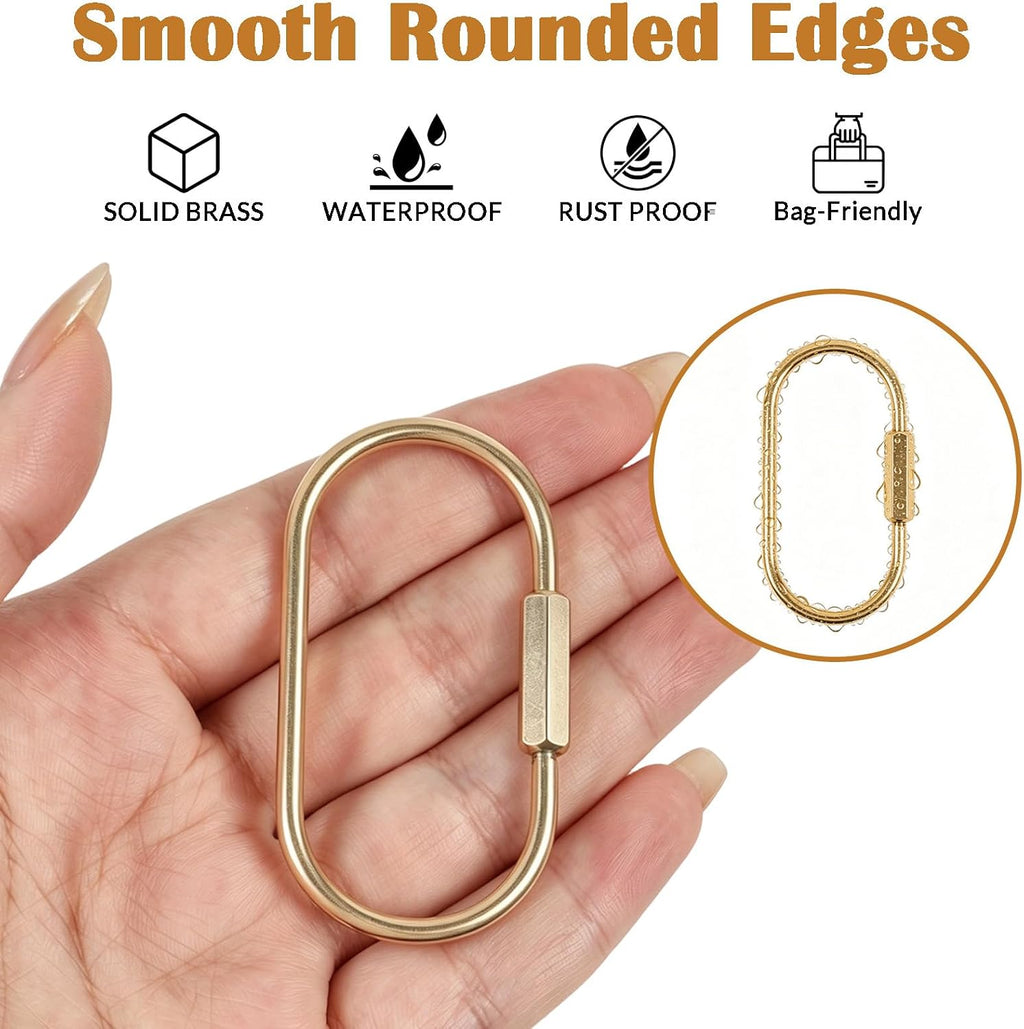 10 Pcs Gold Solid Brass Carabiner Keychain Clip - Brass Key Ring