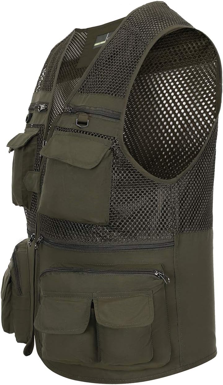 Hbufnha Outdoor Fishing Hunting Vest Multi Pockets Work Cargo Jacket
