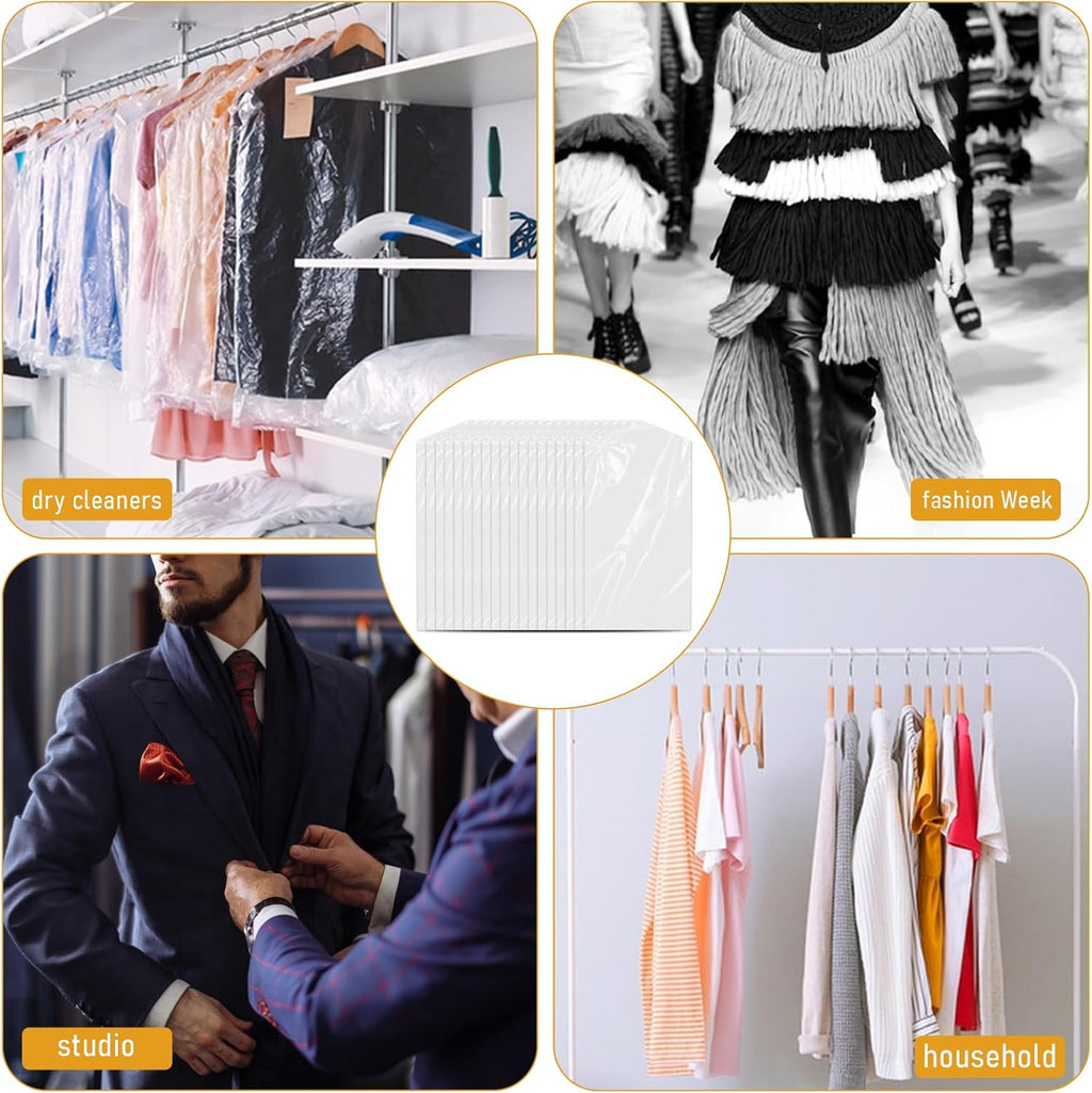 30 Pack Clear Clothes Covers 60x90 cm Plastic Garment Bags for Hanging Clothes Dry Cleaner Bags Hanging Dust-proof Garment Bags for Dry Cleaner, Home Storage, Travel